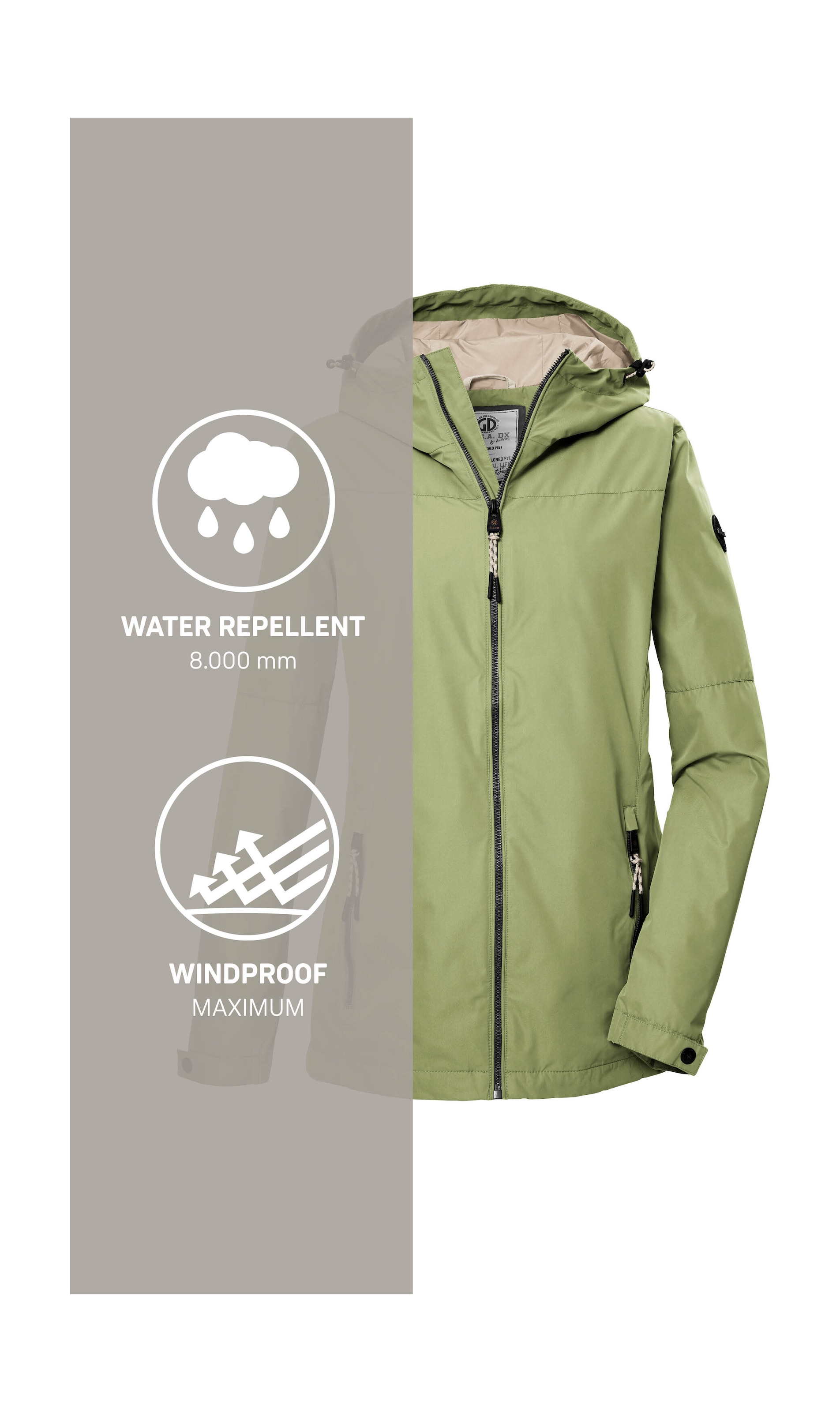 G.I.G.A. DX by killtec Funktionsjacke »GS 71 WMN JCKT«, Damenjacke: wasserdicht, winddicht, PFAS-frei, verstellbar, Kapuze