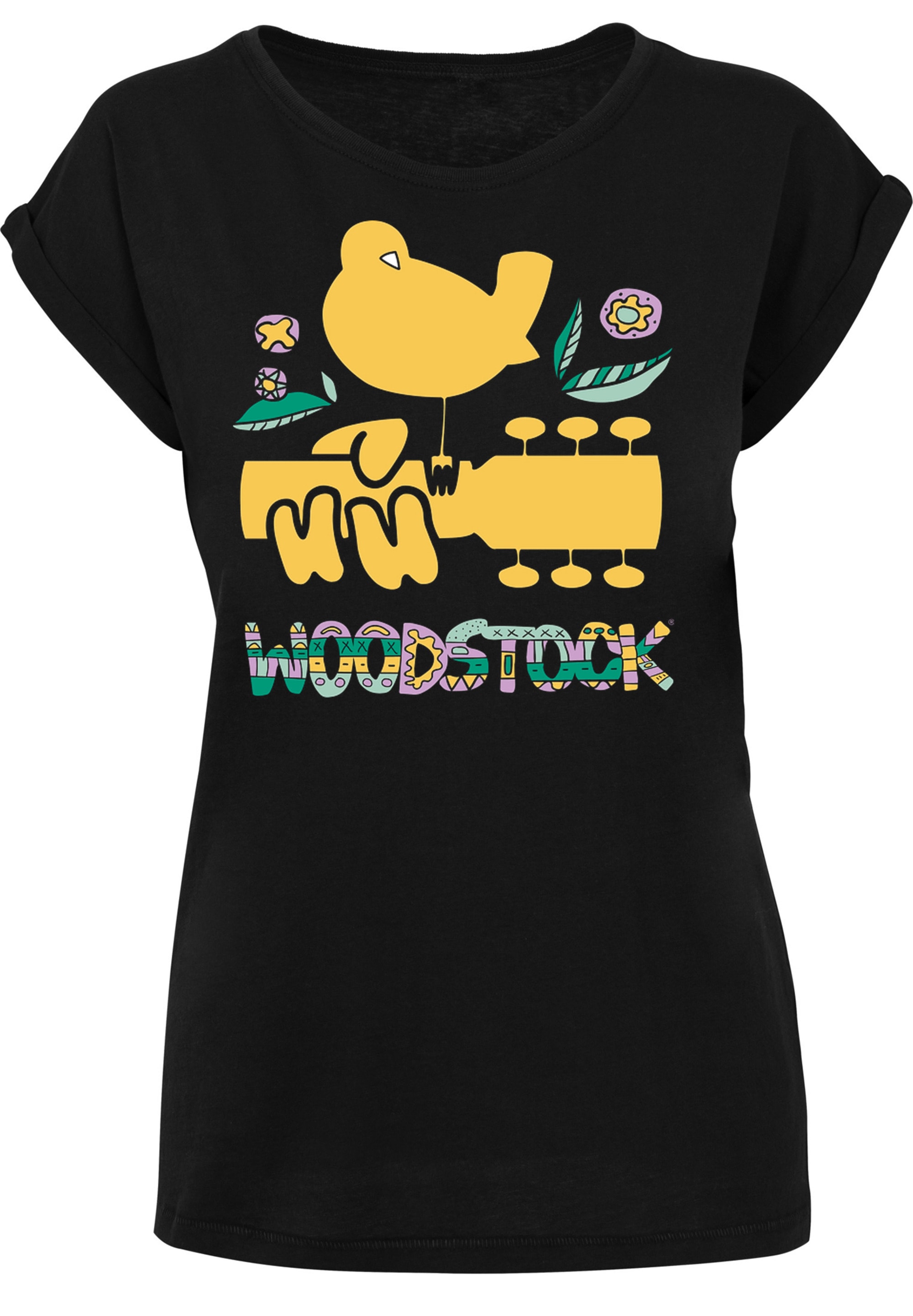 F4NT4STIC T-Shirt »Extended Shoulder T-Shirt Woodstock Artwork«, Damen,Premium Merch,Regular-Fit,Kurze Ärmel,Bandshirt