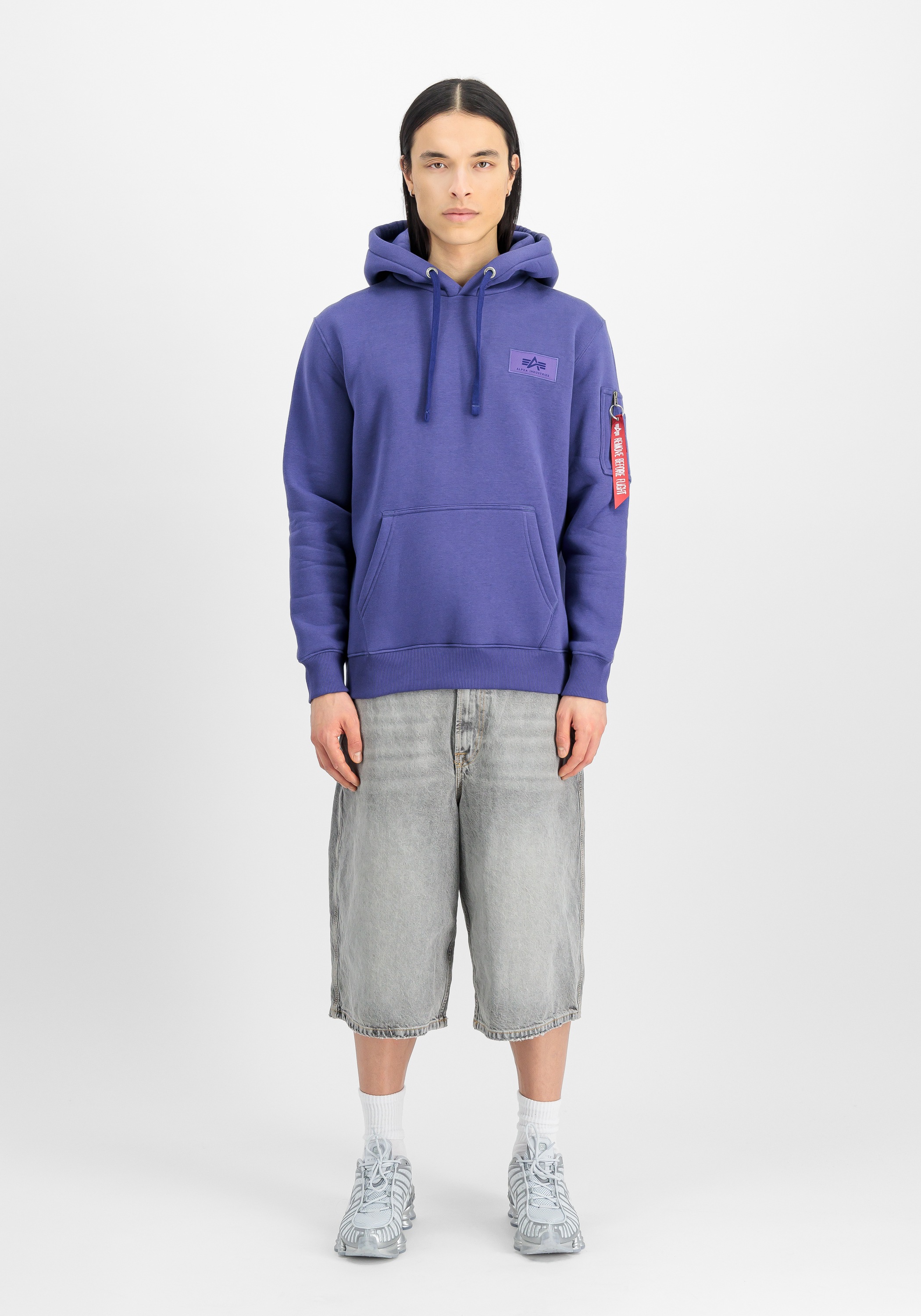 Hoodie ALPHA INDUSTRIES "Backprint Hoodie ", Herren, Gr. M, night lila, Obermaterial: 80% Baumwolle, 20% Polyester, regular fit, Sweatshirts Hoodie 2