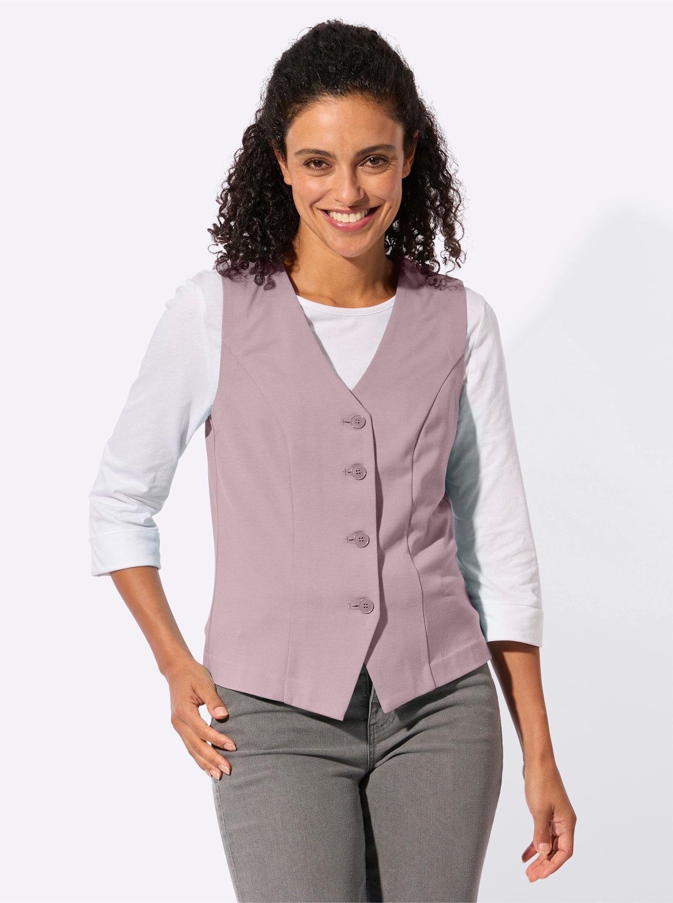 INSPIRATIONEN Damen Shirtwestemauve, Gr. 48, unifarben, 58% Viskose, 36% Polyamid, 6% Elasthan, Westen
