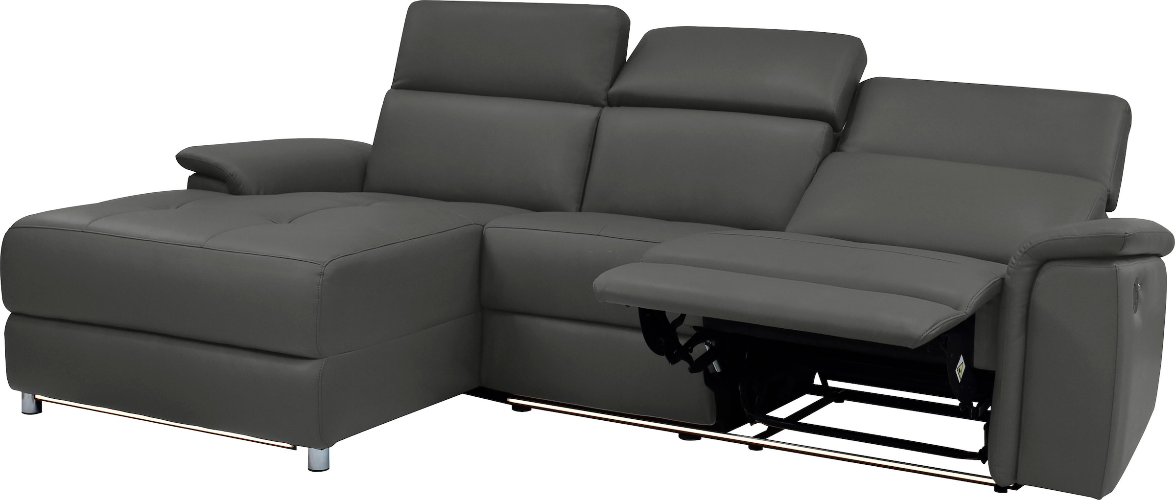 Places of Style Ecksofa »Pareli, L-Form, 259cm,m. Recamiere, Echtleder, Kunstleder, Webstoff«, man. o. elektr. Relaxfunktion, USB/Kopfteilverstellg u. LED