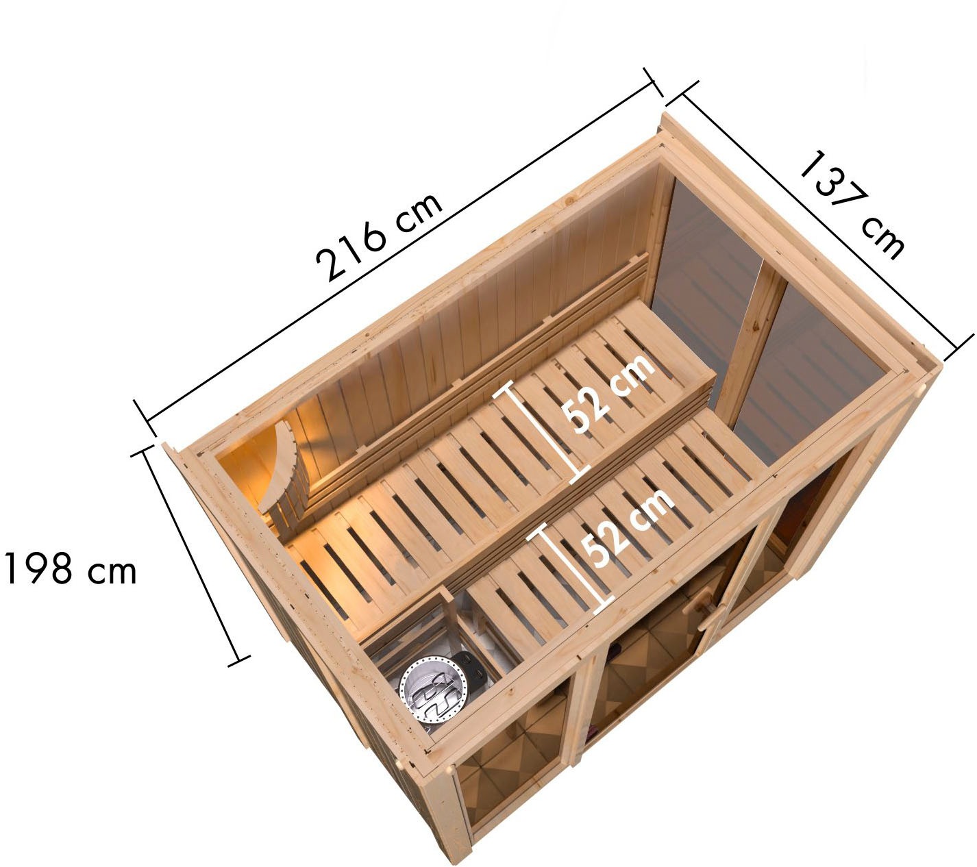 Karibu Sauna »Ivana 3«, Ganzglasfront