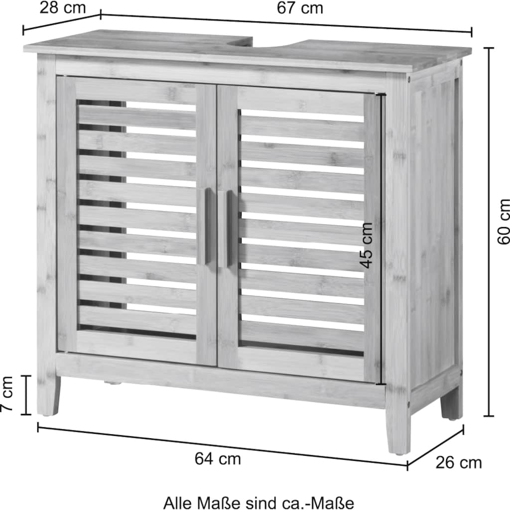 welltime Waschbeckenunterschrank »Bambus«, Breite 67 cm