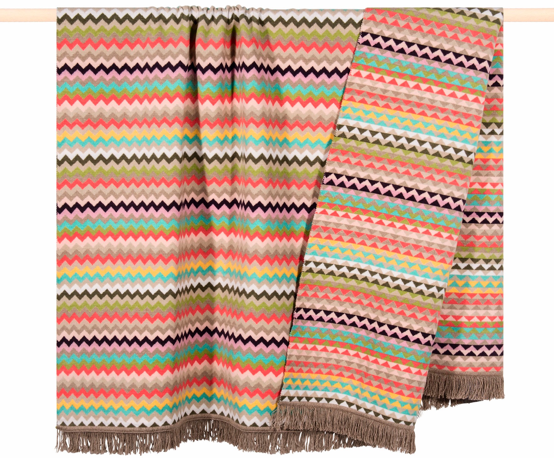PAD Wohndecke "CELIN" Made in Europe, Wendefunktion, gestreift, Zick Zack Muster, 150x200 cm