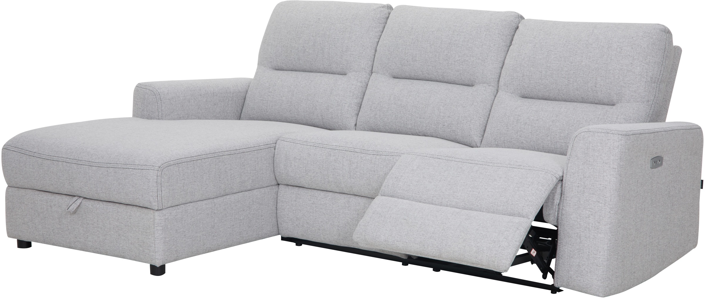 Home affaire Ecksofa »VENOIR, L-Form, 250 cm, manuelle u. elektrische Funktion (m. USB A/C)«, Stauraum unter der Recamiere, 2. Staufach, Federkern