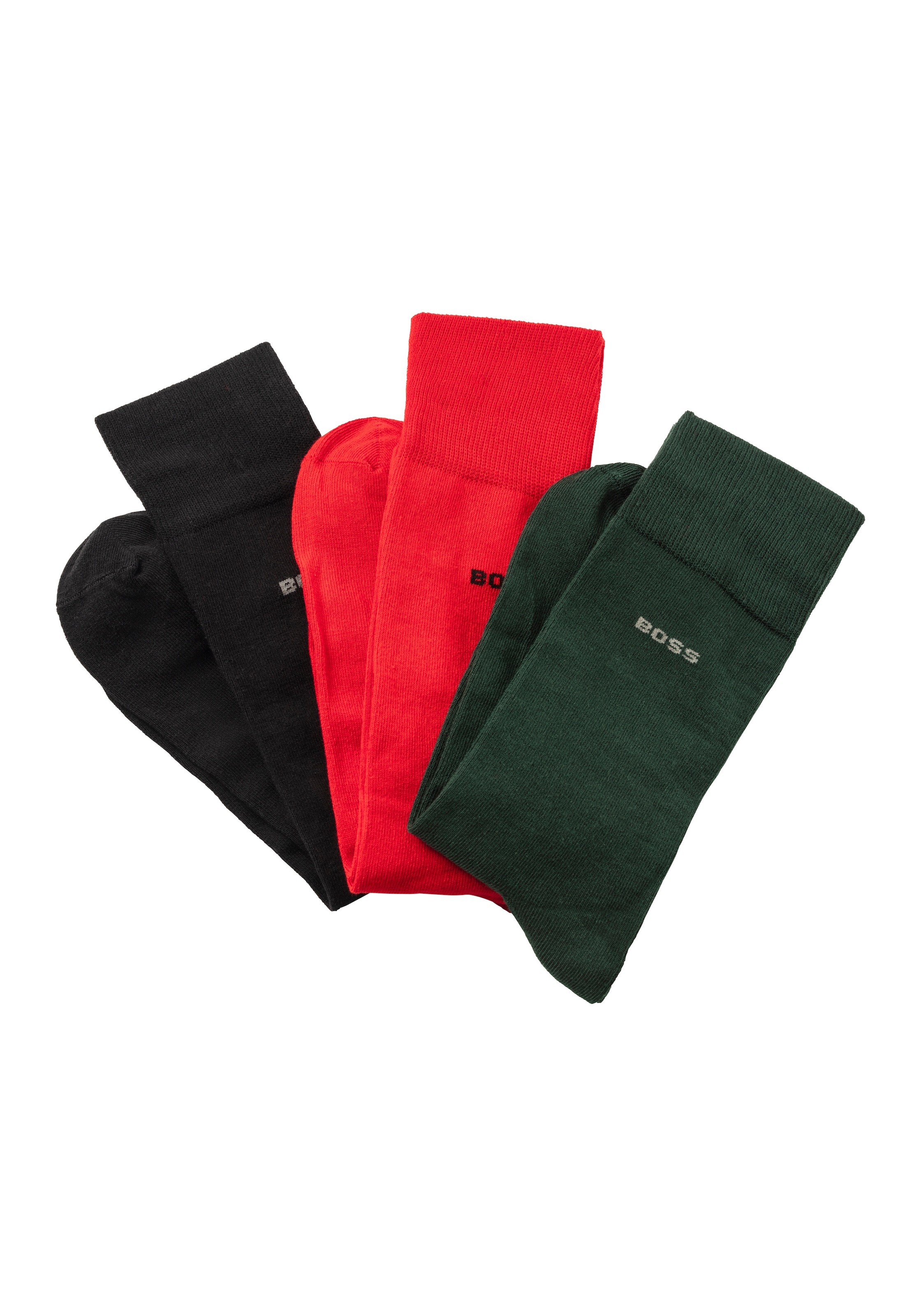 BOSS Socken "3P RS GiftSet Uni CC", (Packung, 3 Paar, 3er Pack), mit eingesticktem BOSS Logo