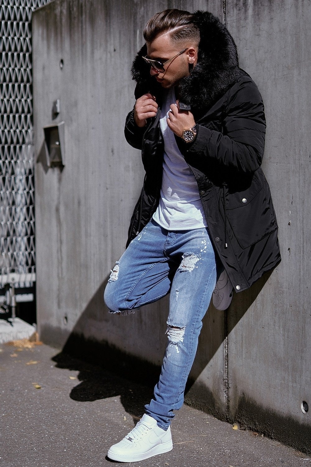behype Parka "NOIR", mit tollem Kunstfellbesatz an der Kapuze günstig online kaufen