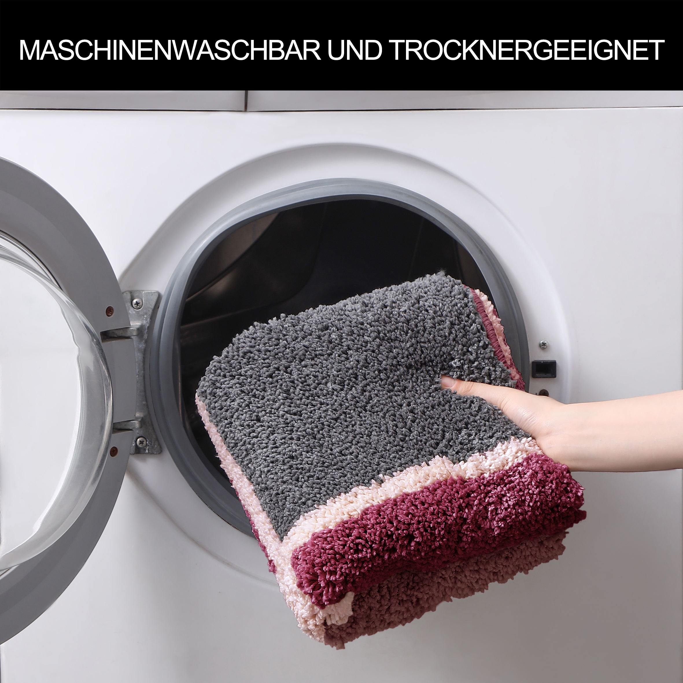 my home Badematte »Anna mit Kachelmuster, Badvorleger, Badezimmer Teppich, Duschvorleger«, rutschhemmend beschichtet, strapazierfähig, Badteppich, Hoch Tief Effekt, Modern, Weich