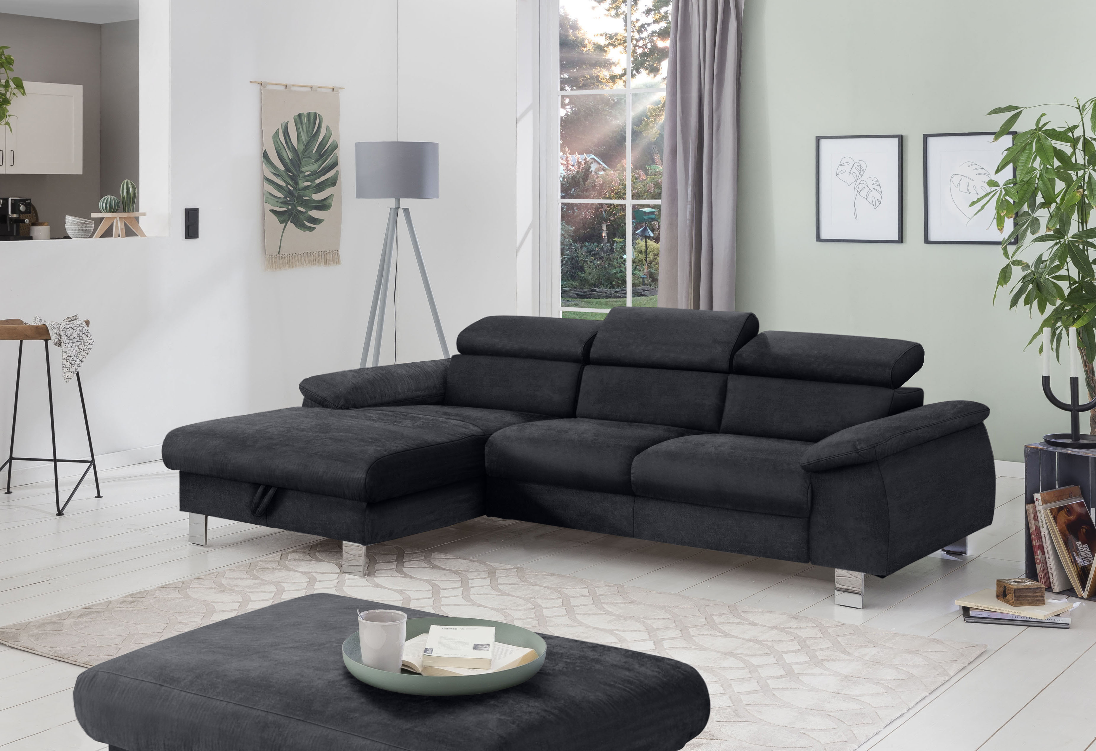 COTTA Ecksofa "Komaris L-Form, B: 244 cm" mit Kopfteilverstellung, optional Schlaffunktion, Bettkasten & Licht