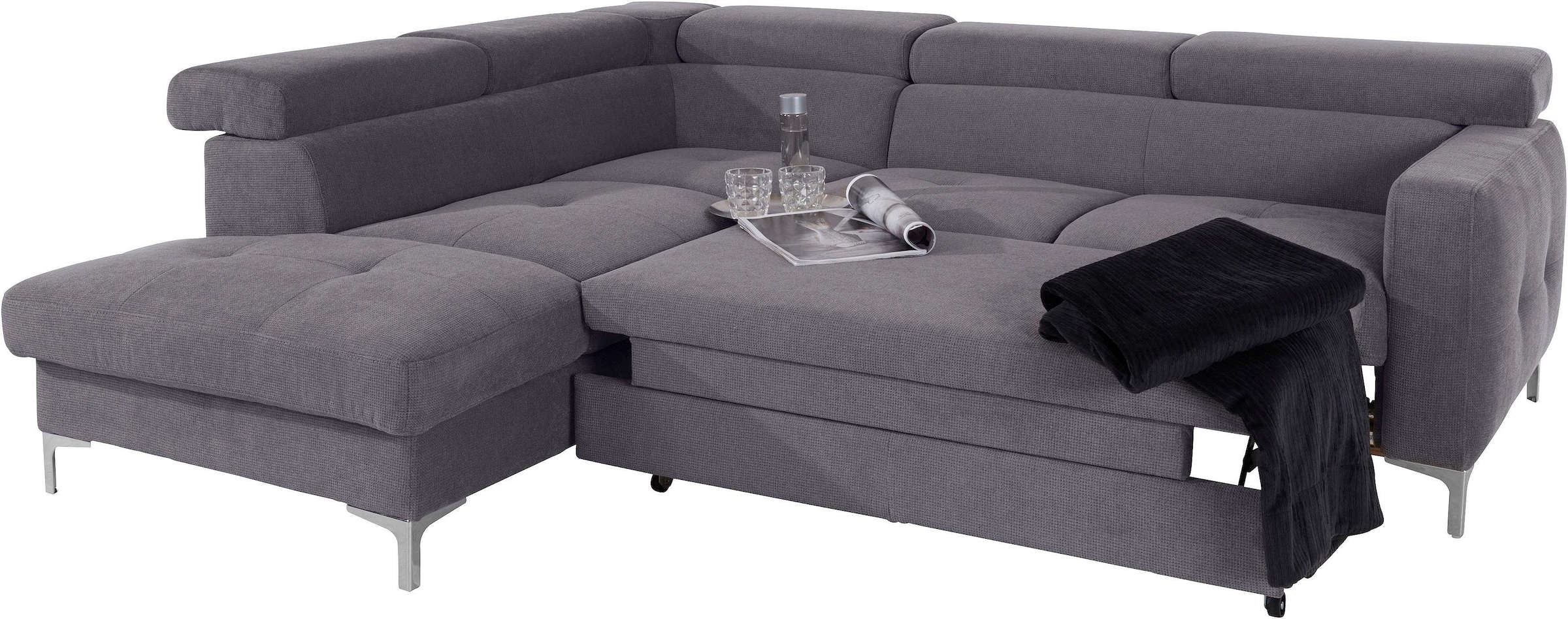 COTTA Polstergarnitur »Sammy L-Form«, (Set), Set bestehend aus: Ecksofa mit Kopfteilverstellung & Hocker