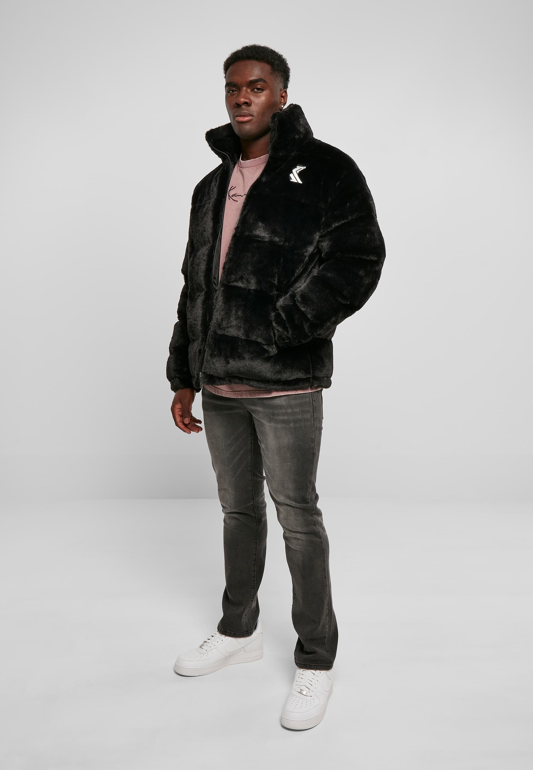 Karl Kani Winterjacke »Karl Kani Herren KM214-014-1 OG Fake Fur Puffer Jacket black«, (1 St.), ohne Kapuze