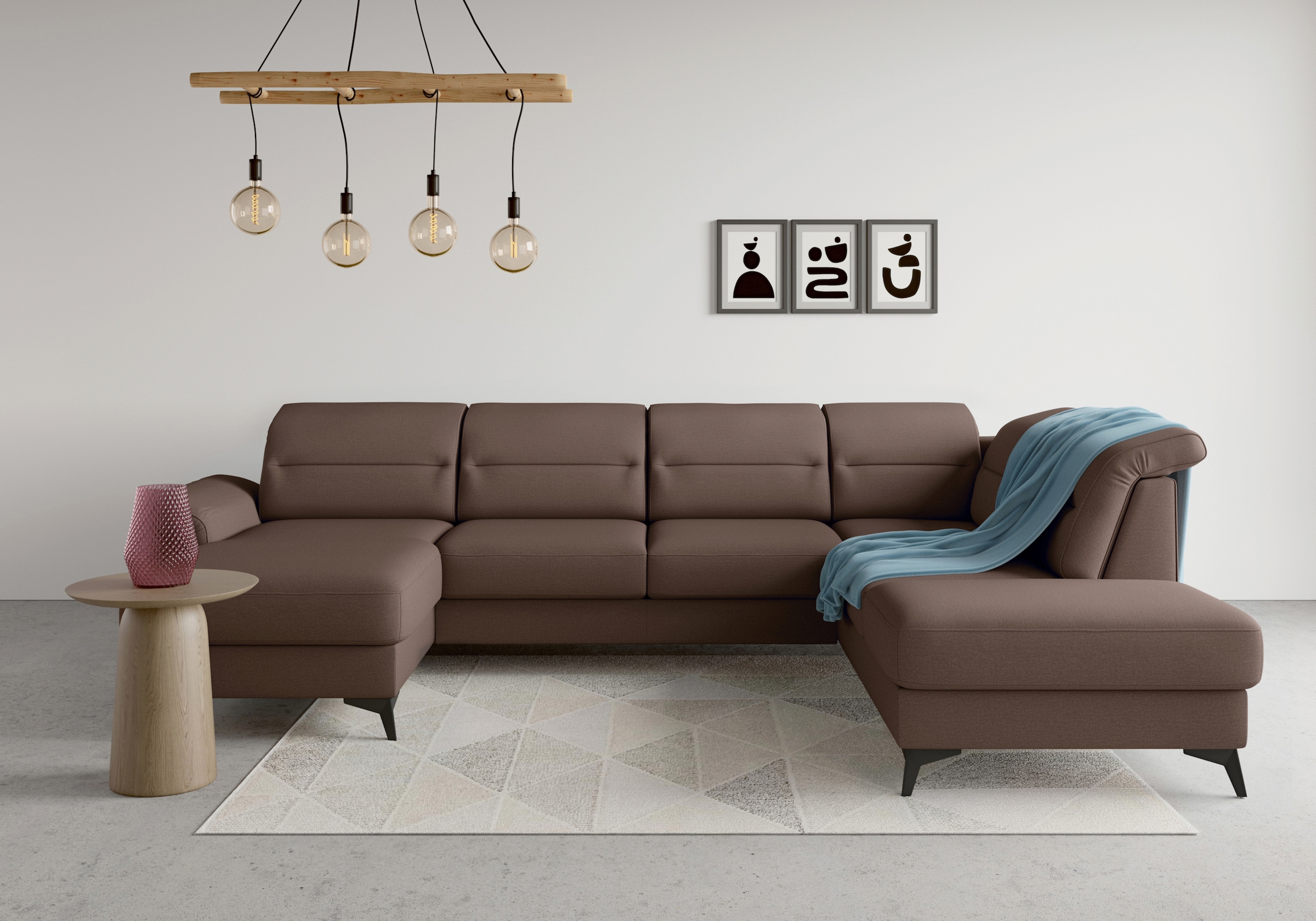 sit&more Wohnlandschaft "Sinatra U-Form" optional mit Kopfteilverstellung und Armteilfunktion, Metallfüße