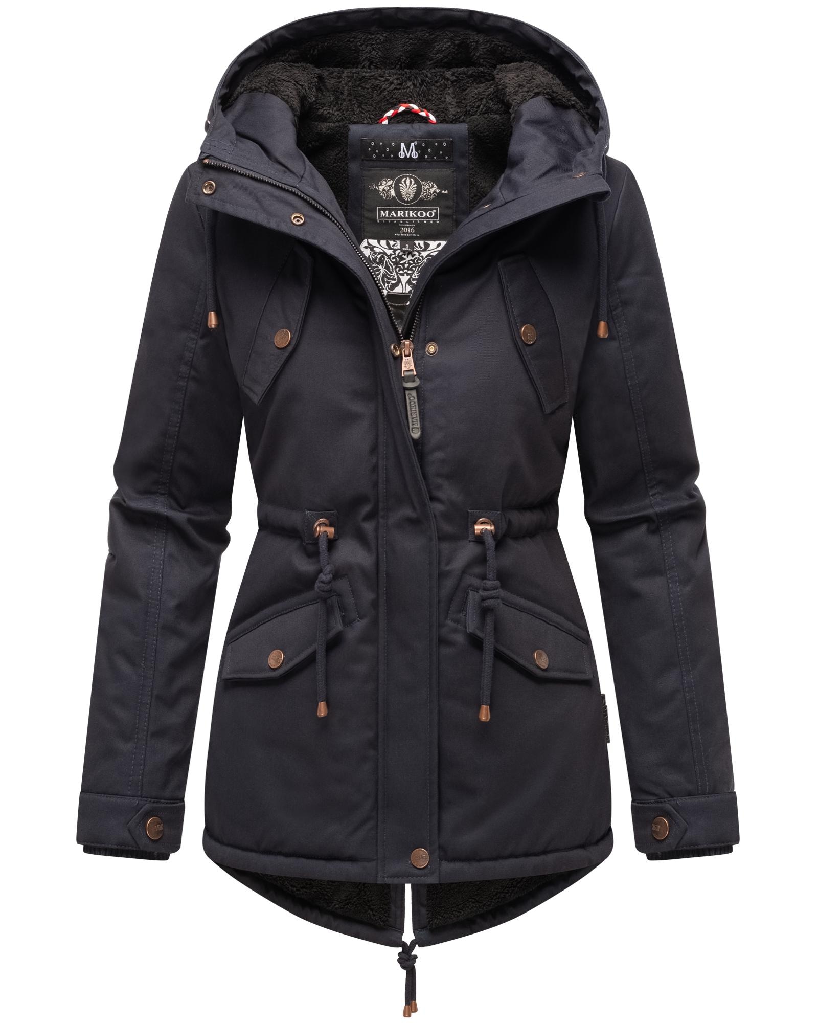 Marikoo Winterjacke "Manolya", mit Kapuze, stylischer Kurzmantel mit weichem Teddyfell-Futter