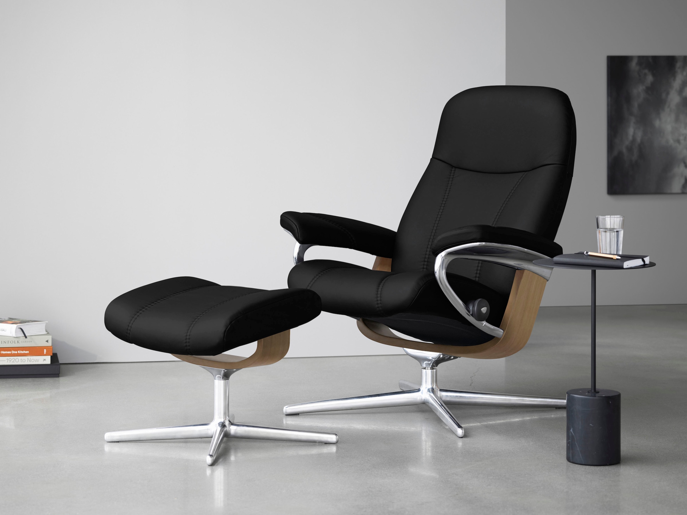 Stressless Fußhocker "Consul", mit Cross Base, Größe S, M & L, Holzakzent Eiche