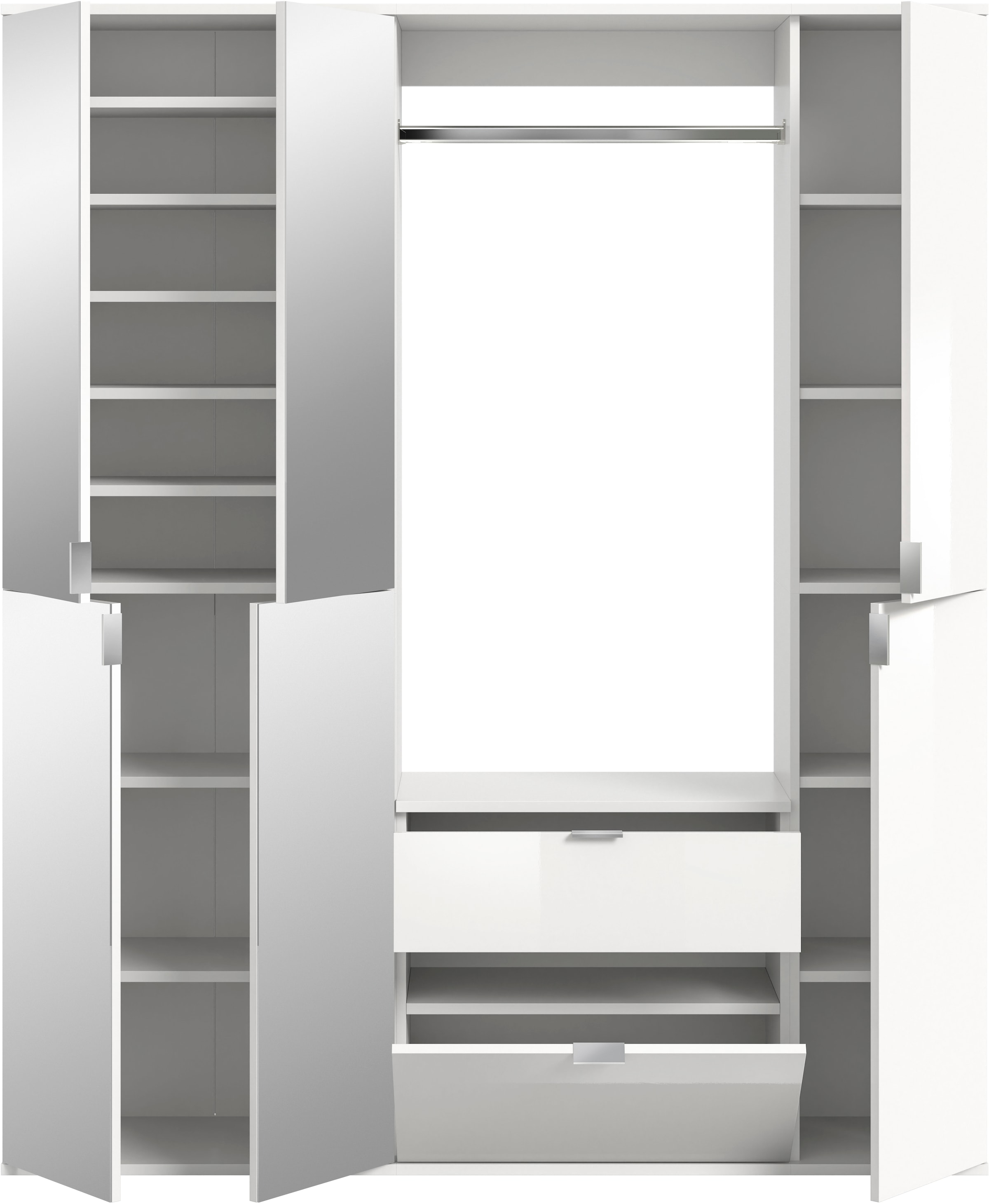 INOSIGN Garderoben-Set »Trondheim, Breite 152 cm, 5-teilig, bestehend aus:«, (Set, 4 St.), 2x Garderobenschrank, 1 Kommode, 1 Garderobenstange, 1 Ablageboden