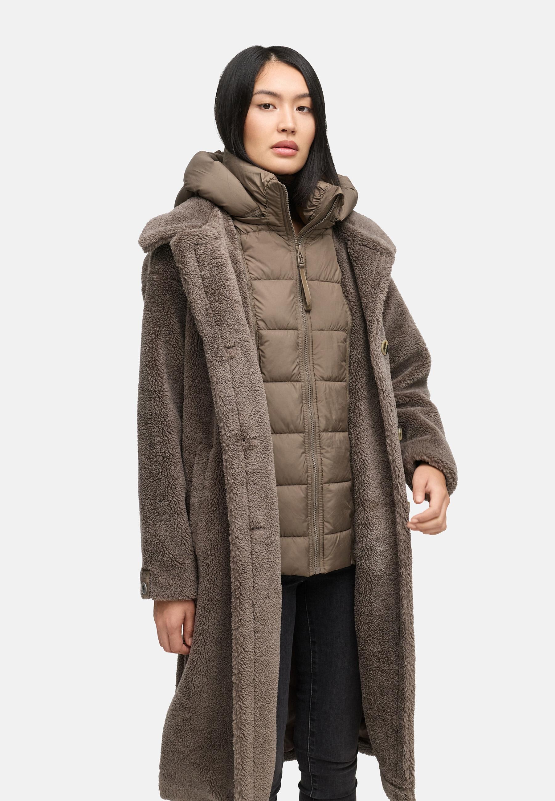 Navahoo Wintermantel »Teddyzauber 14«, Plüschmantel aus Teddyfleece mit abnehbmarem Krageneinsatz
