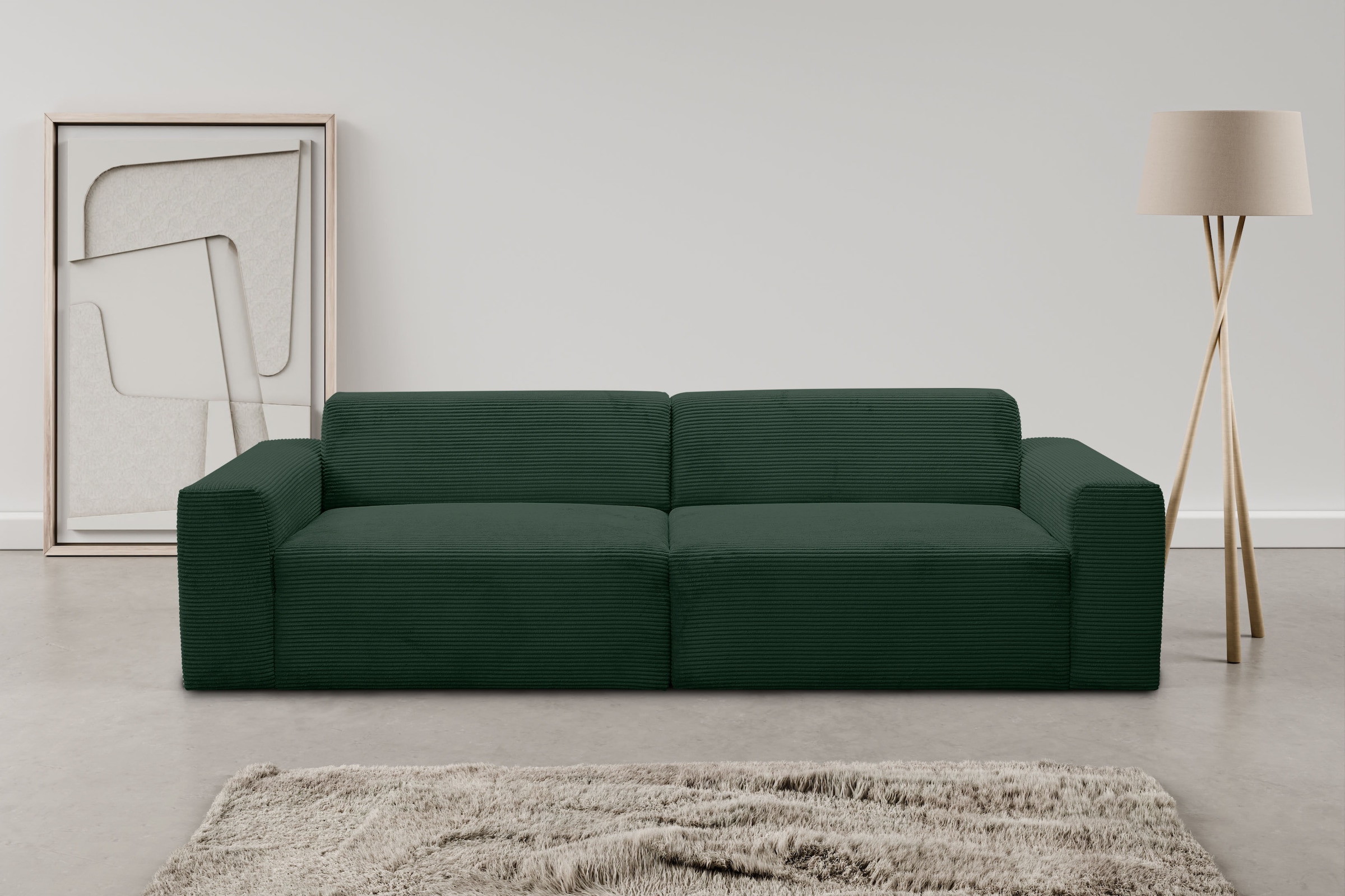 WERK2 Sofa "Zeus 3-Sitzer 256 cm breit, 105 cm tief, Big-Sofa, modern & bequem" Curvy Trend 3-Sitzer mit urbaner Optik