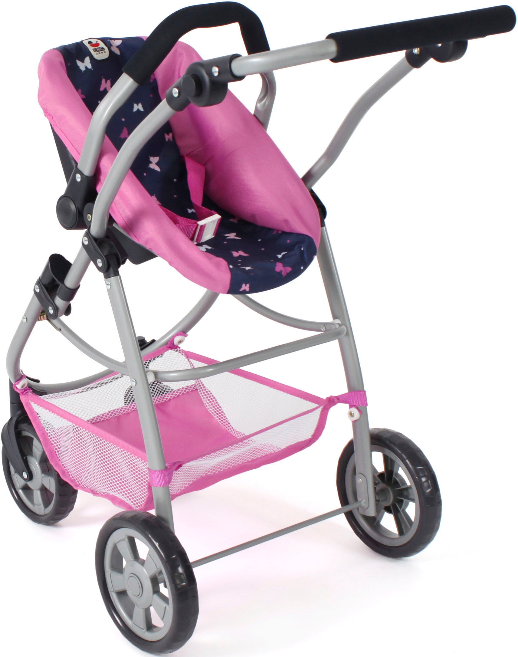 CHIC2000 Kombi-Puppenwagen »Emotion 2.0 Butterfly, rosa«, inkl. Babywanne, Sportwagenaufsatz und Autositz