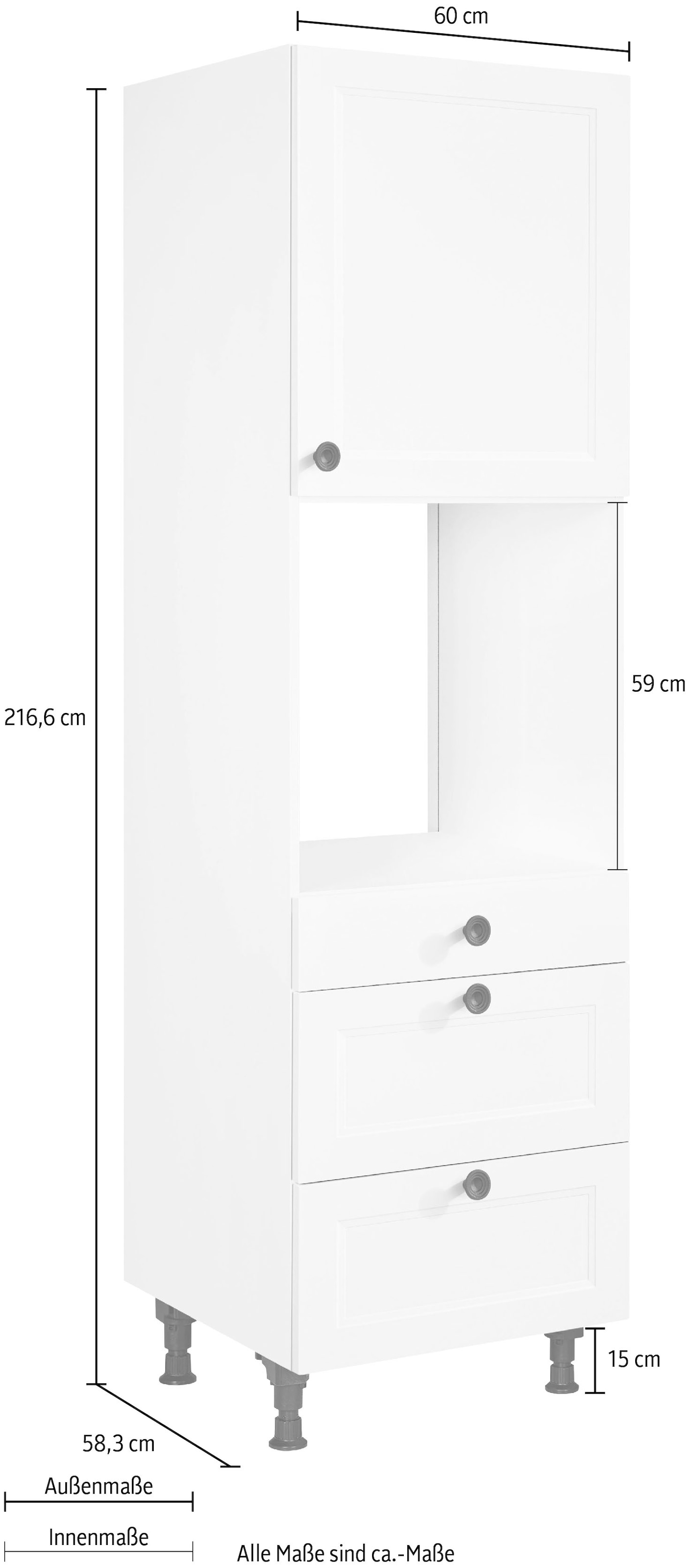 nobilia® Backofenumbauschrank »"Cascada", Ausrichtung wählbar, mit Schublade und zwei Auszügen und«, einer Tür, vormontiert, Breite/Höhe: 60/216,6 cm