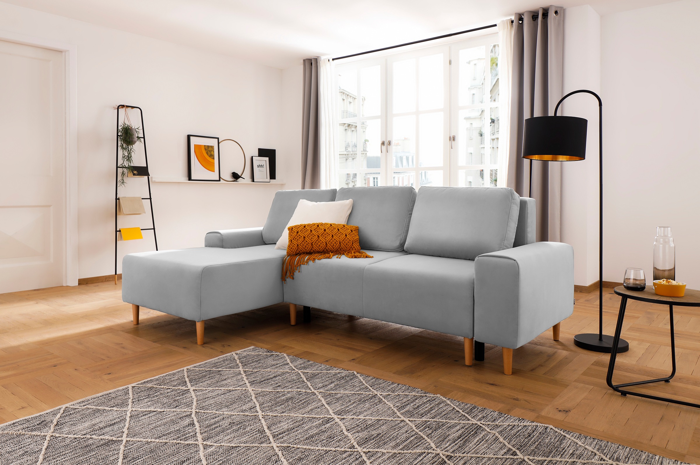 INOSIGN Ecksofa »Samu L-Form«, wahlweise mit Bettfunktion und Bettkasten