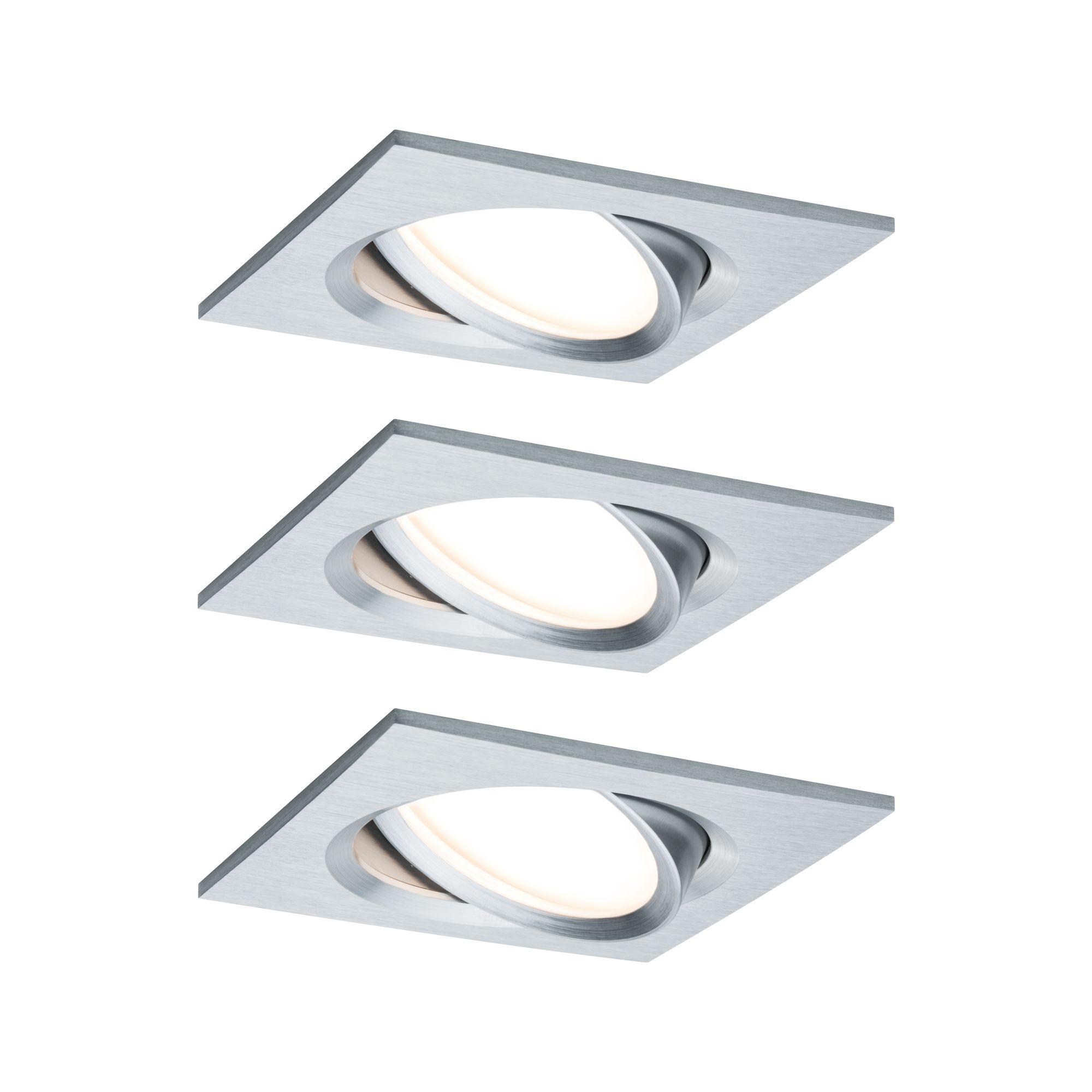 Paulmann LED Einbaustrahler Nova Plus eckig 3x6,8W Alu schwenkbar dimmbar, 3 St., Warmweiß