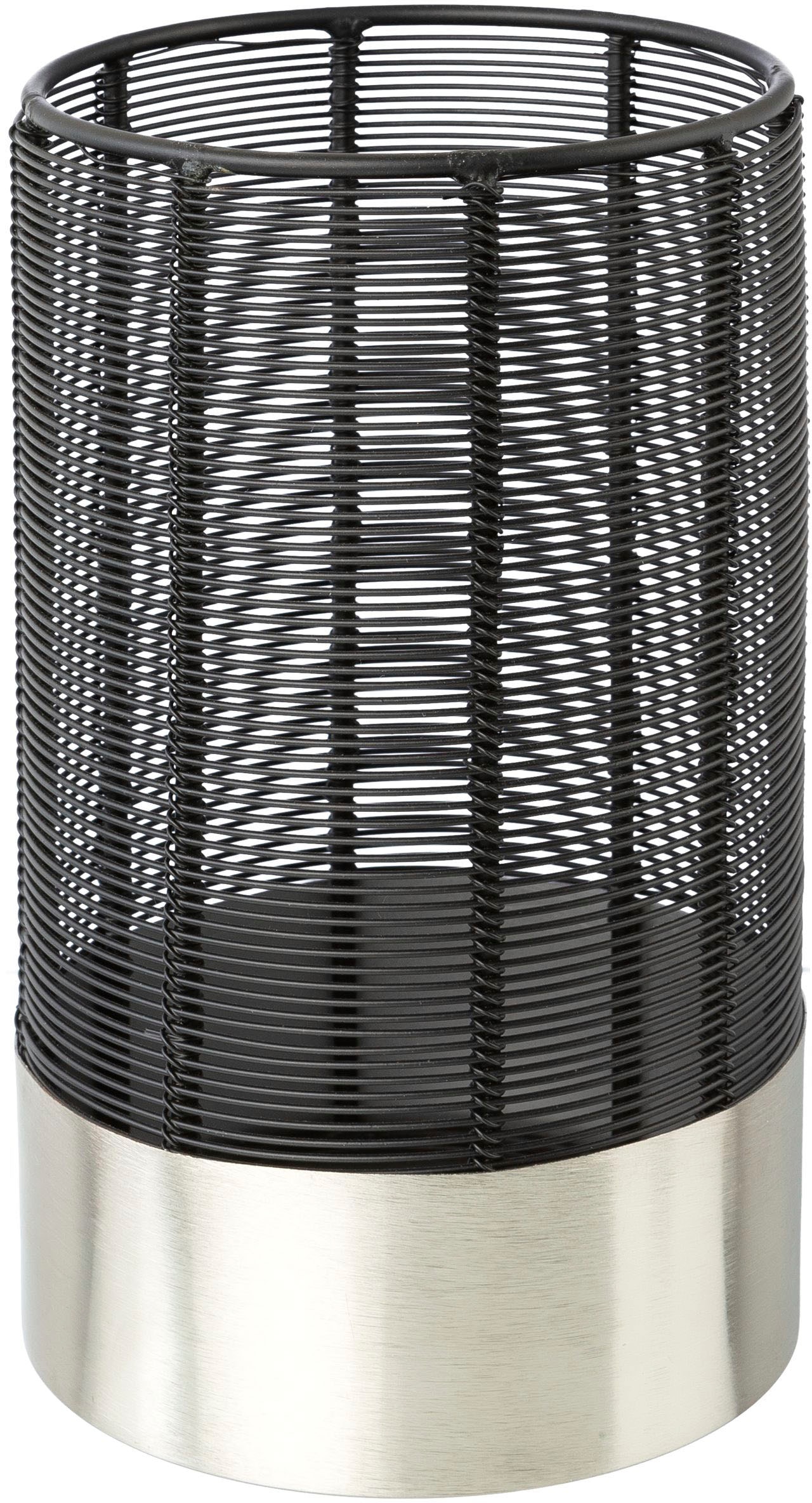 Windlicht OTTO HOME "Kerzenhalter Alienor", silber (schwarz, silberfarben), H:22cm Ø:13cm, Metall, Kerzenhalter, Windlicht, aus Metall, mit Draht-Struktur
