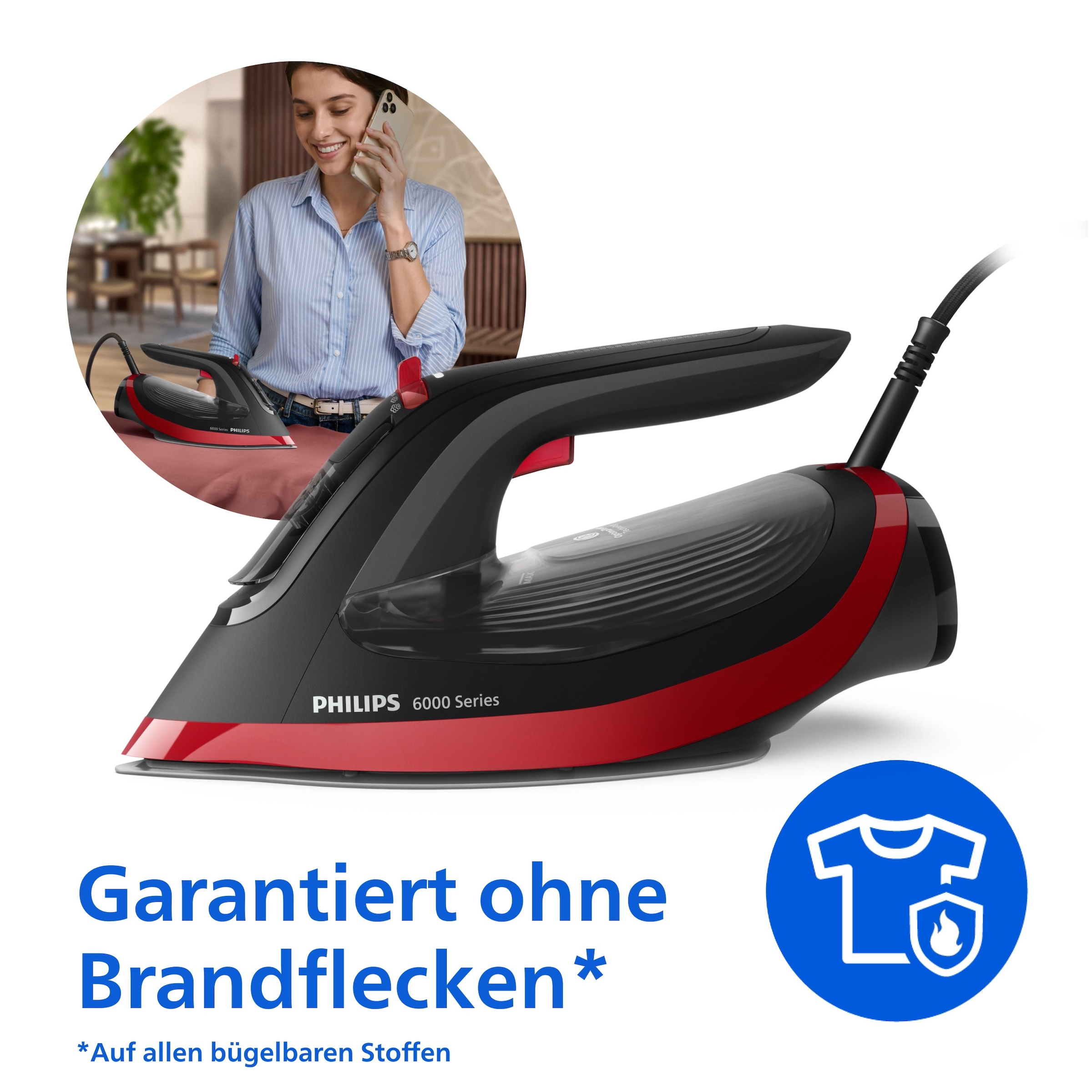Philips Dampfbügeleisen »DST6130/40 6000 Series High-End mit 4 Dampfeinstellungen« 2800 W 2600 W, SteamGlide Plus, mit 300 ml Wassertank und 220 g Dampfstoß