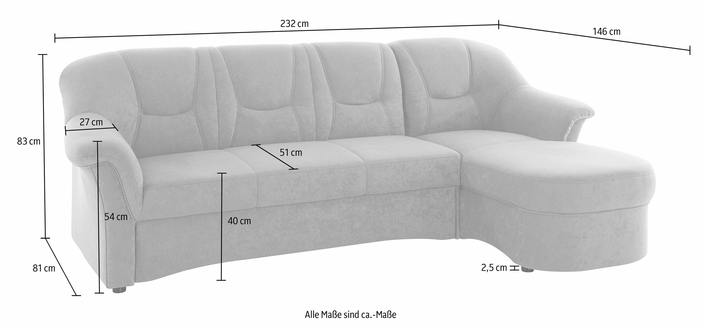 Thumbnail - DOMO collection Ecksofa "Sarafina zeitlos und komfortabel, optional mit Federkern, L-Form", wahlweise mit Bettfunktion