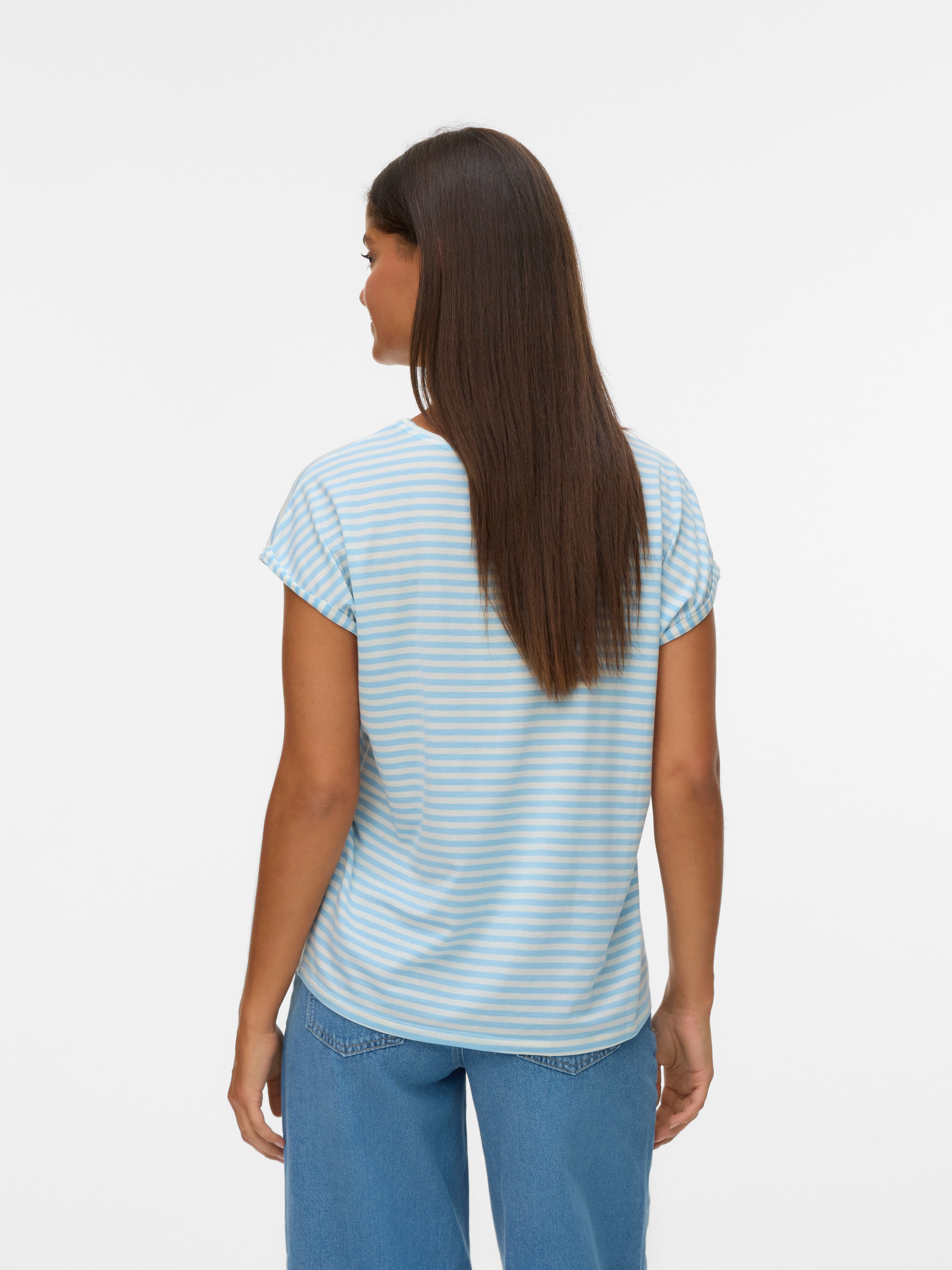 Vero Moda Rundhalsshirt "VMAVA PLAIN SS TOP STRIPE GA JRS NOOS" günstig online kaufen