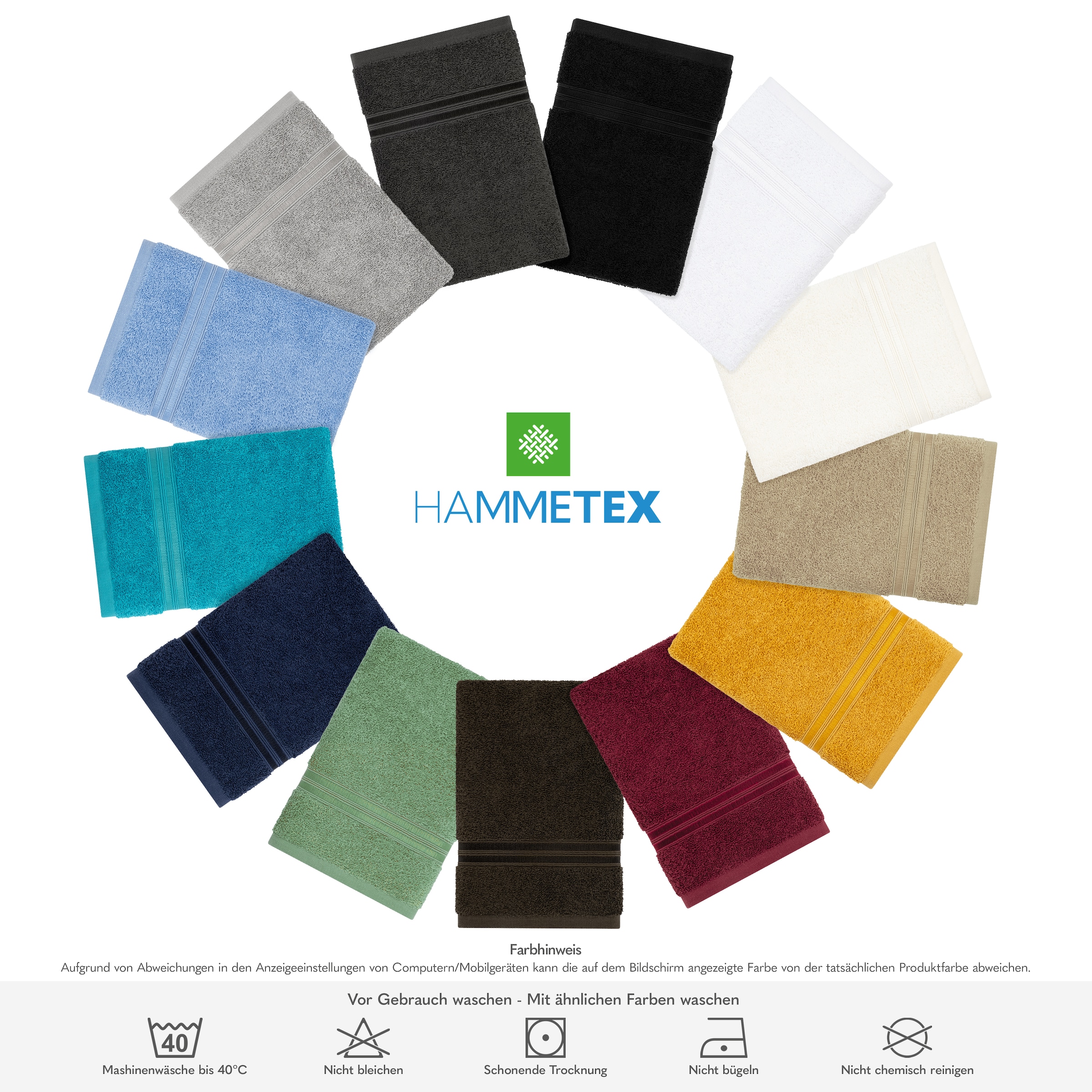 HAMMETEX Handtuch Set »4er Set Handtücher 50x100 cm, 100% Baumwolle, Weich & Saugstark« mit Bordüre, einfarbig, weich