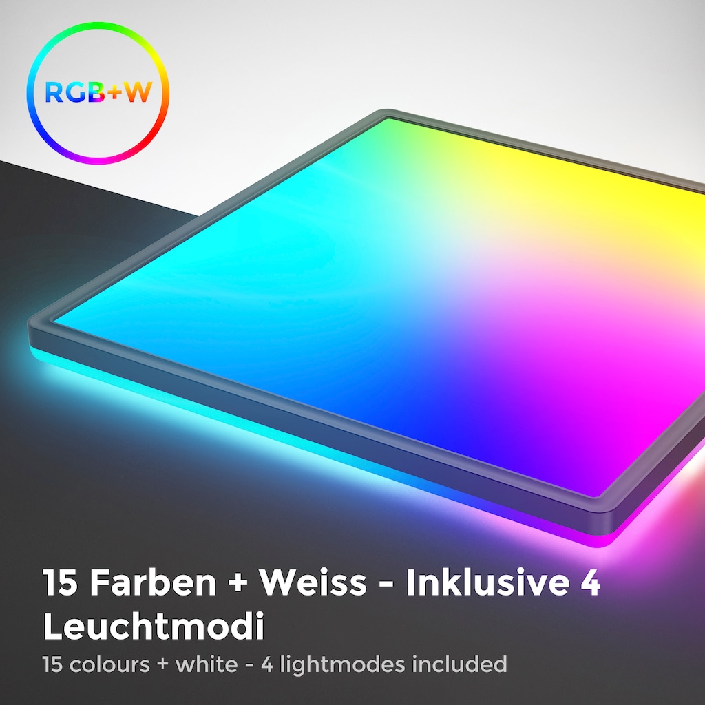 B.K.Licht ultraflache LED Deckenleuchte mit Hintergrundbeleuchtungseffekt,  inkl. Fernbedienung, LED Platine 22 Watt, 2.700lm, 4.000K, Gr. 42 x 42 cm