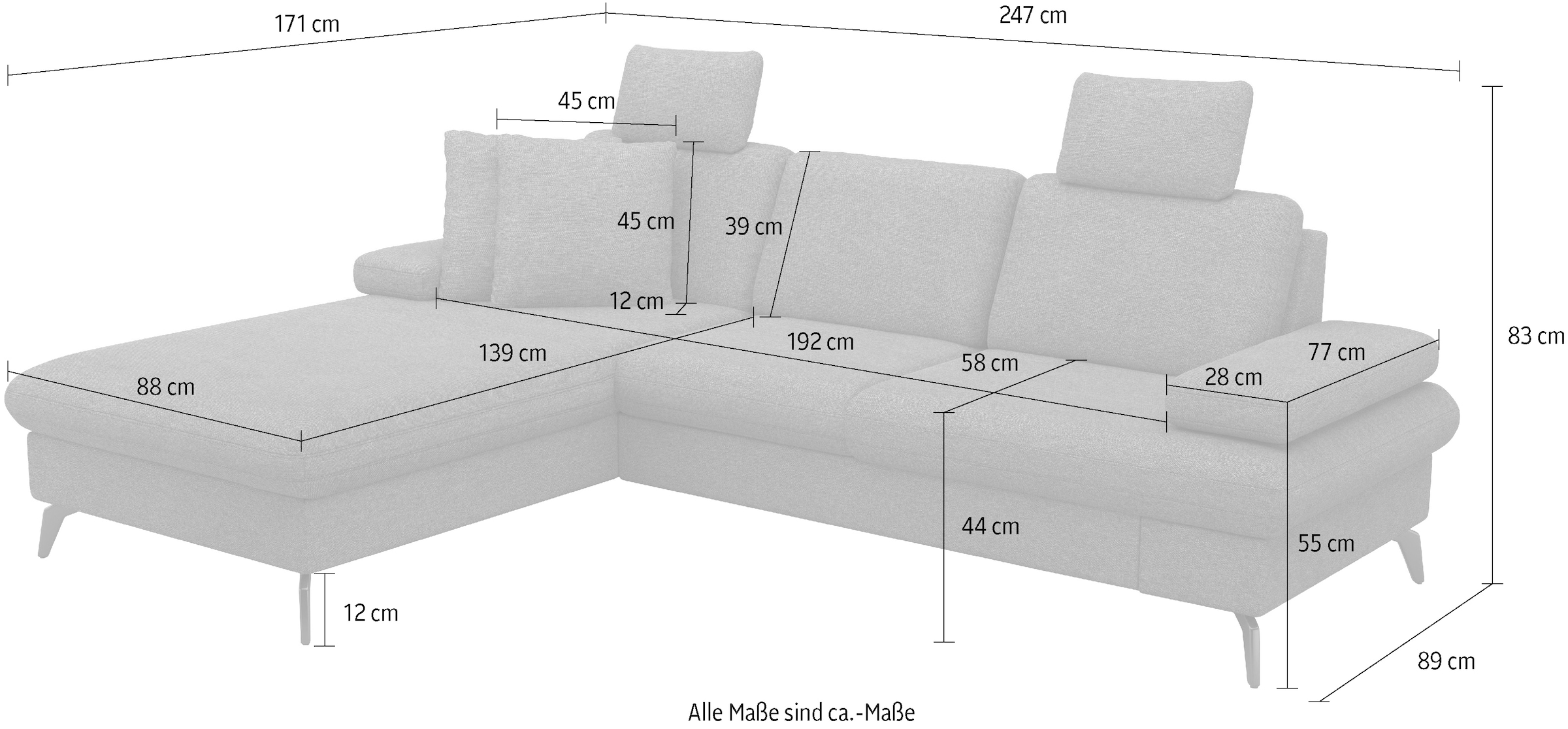 sit&more Ecksofa »Morris Jubi, L-Form«, inkl. Armteilfunktion und 1 Zierkissen, wahlweise mit Bettfunktion