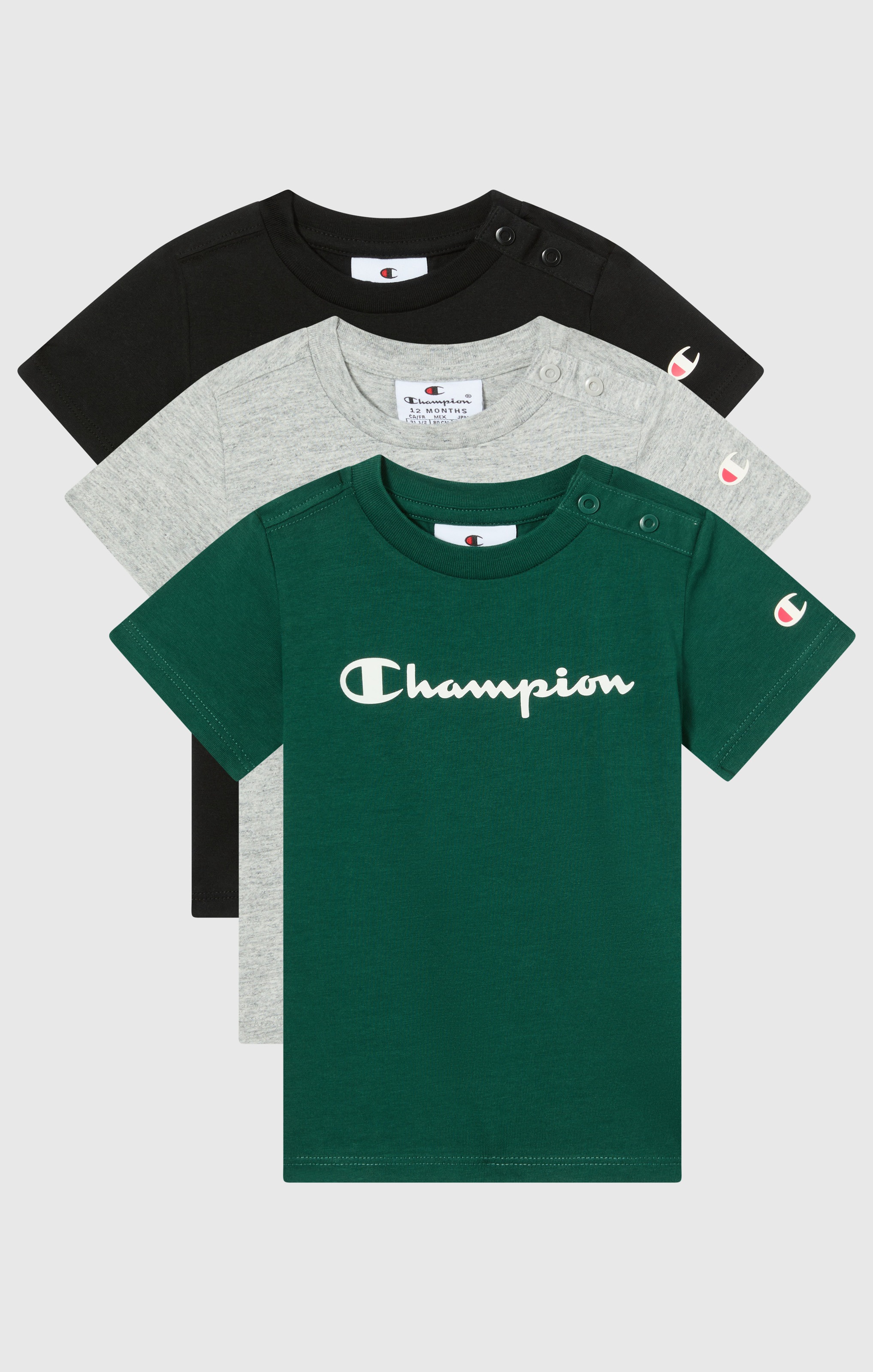 CHAMPION Jungen T-Shirt "ICONS CONTRAST 3 pack Crewneck T-Shirt"noxm, nbk, fpg, Gr. 68, Obermaterial: 100% Baumwolle. Obermaterial 2: 60% Baumwolle,