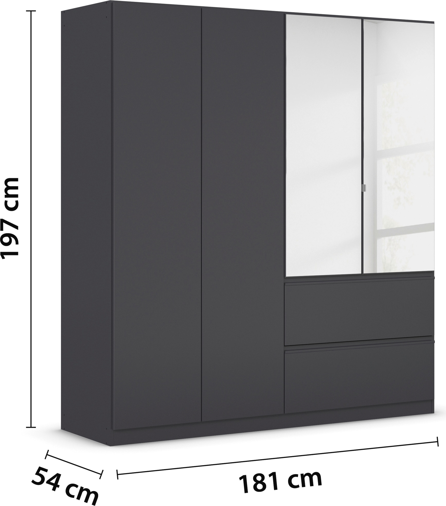 rauch Drehtürenschrank »Kleiderschrank Schrank Garderobe Wäscheschrank COSTA in 3 Breiten«, mit Spiegel, grifflose Front und Push-to-Open Funktion MADE IN GERMANY