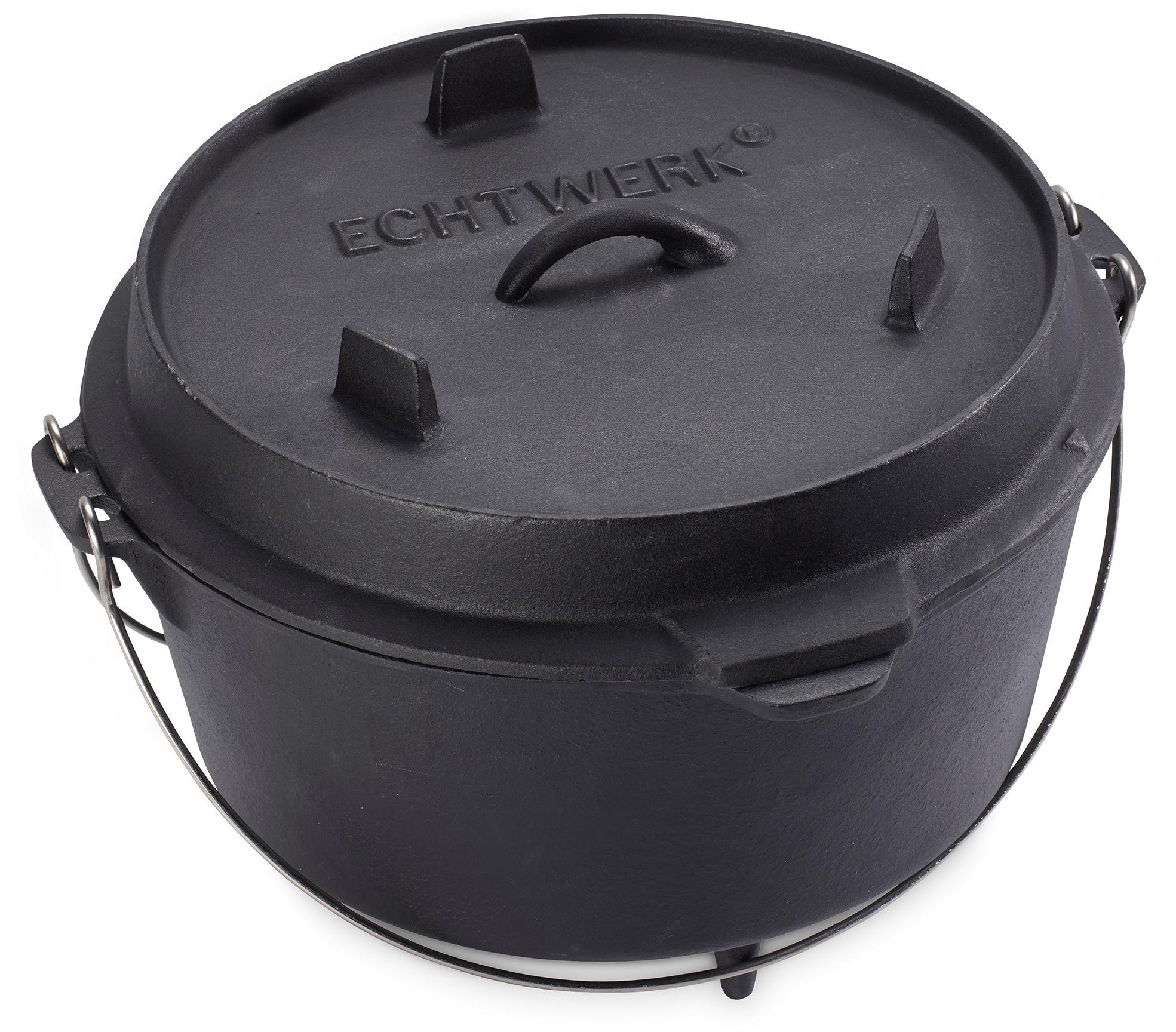 ECHTWERK Schmortopf »Dutch Oven«, Gusseisen, (1 tlg.), Feuertopf, Gusseisen BBQ Kochtopf, bereits eingebrannt, 7,6 Liter