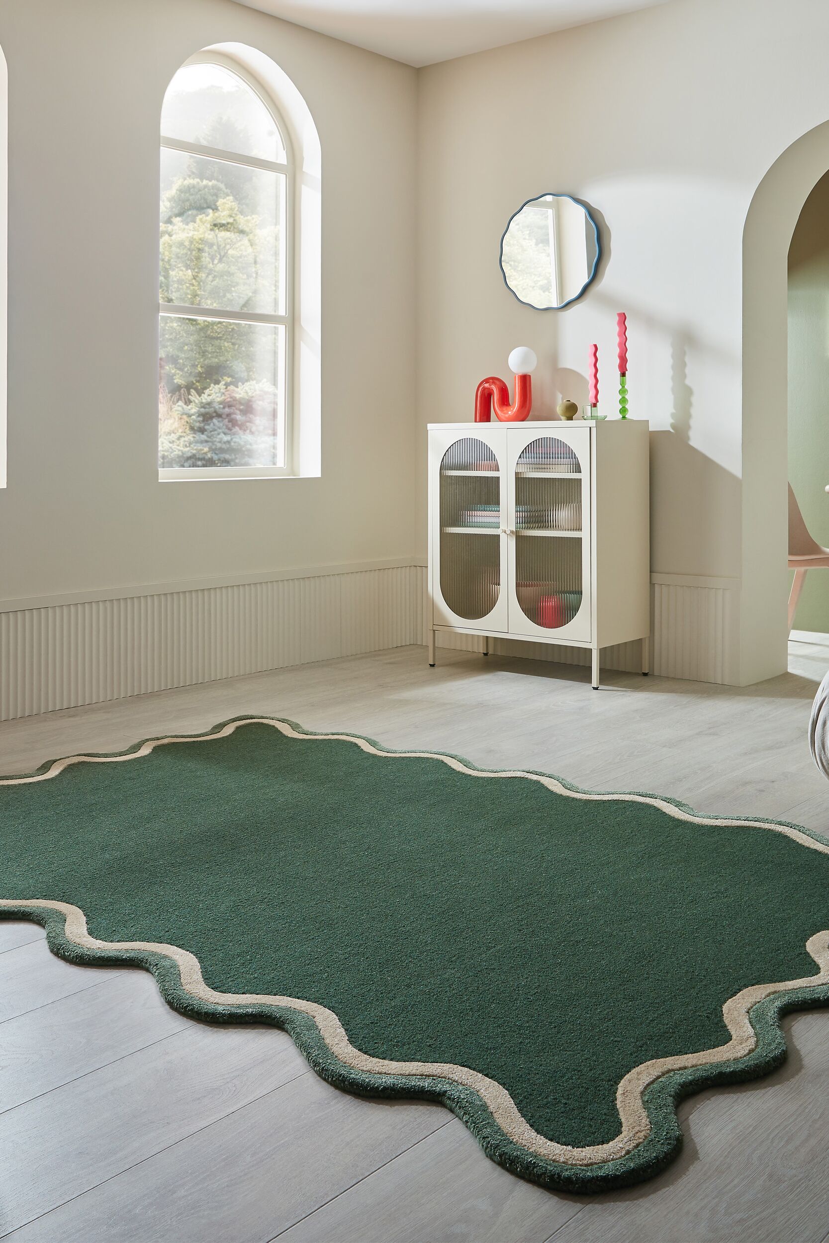 FLAIR RUGS Wollteppich "RIVO" wellenförmig 8 mm Höhe mit leichtem Schimmer, 100% Wolle