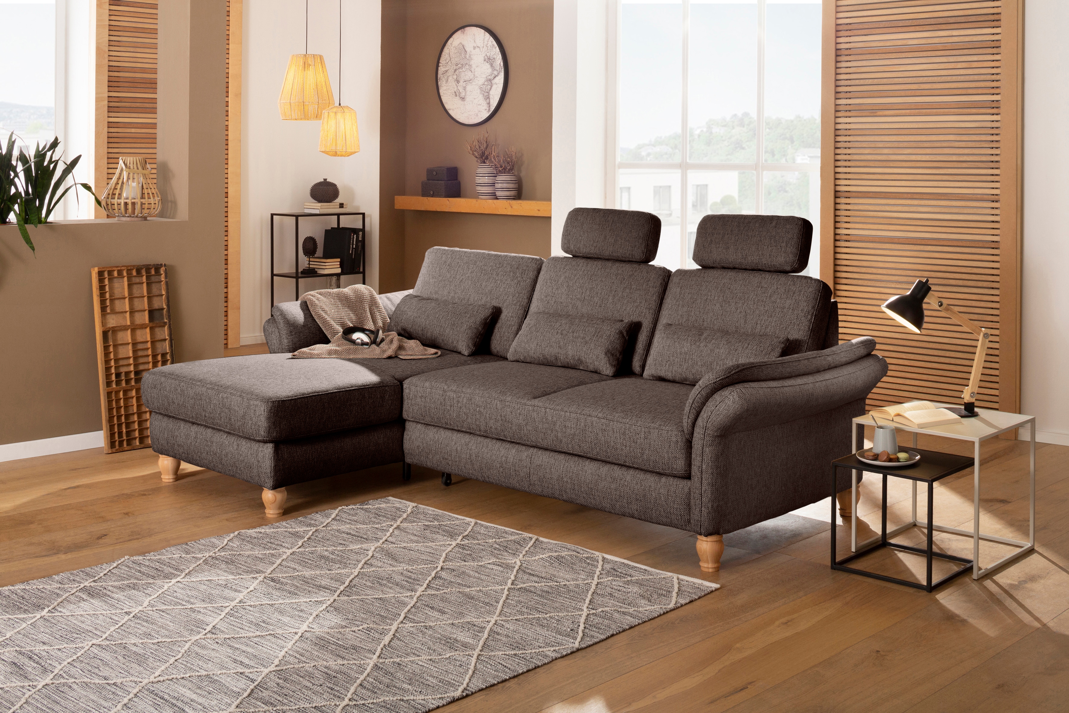 Home affaire Ecksofa "Palace L-Form" incl. Sitztiefenverstellung, wahlweise mit Schlaffunktion und Stauraum