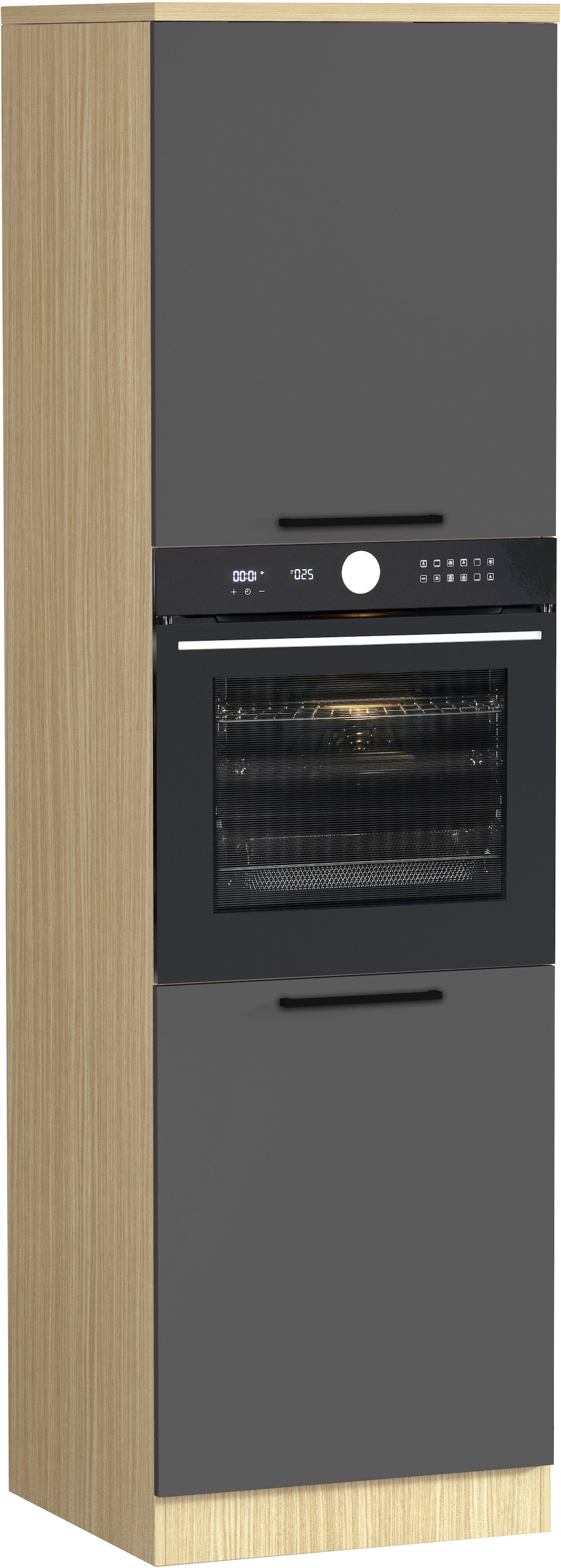 KOCHSTATION Backofenumbauschrank "Luna, Backofenschrank, Backofen-Hochschrank, Made in Italy" B/T/H: 60×60×214,5 cm, Oberplatte mit 25 mm Stärke