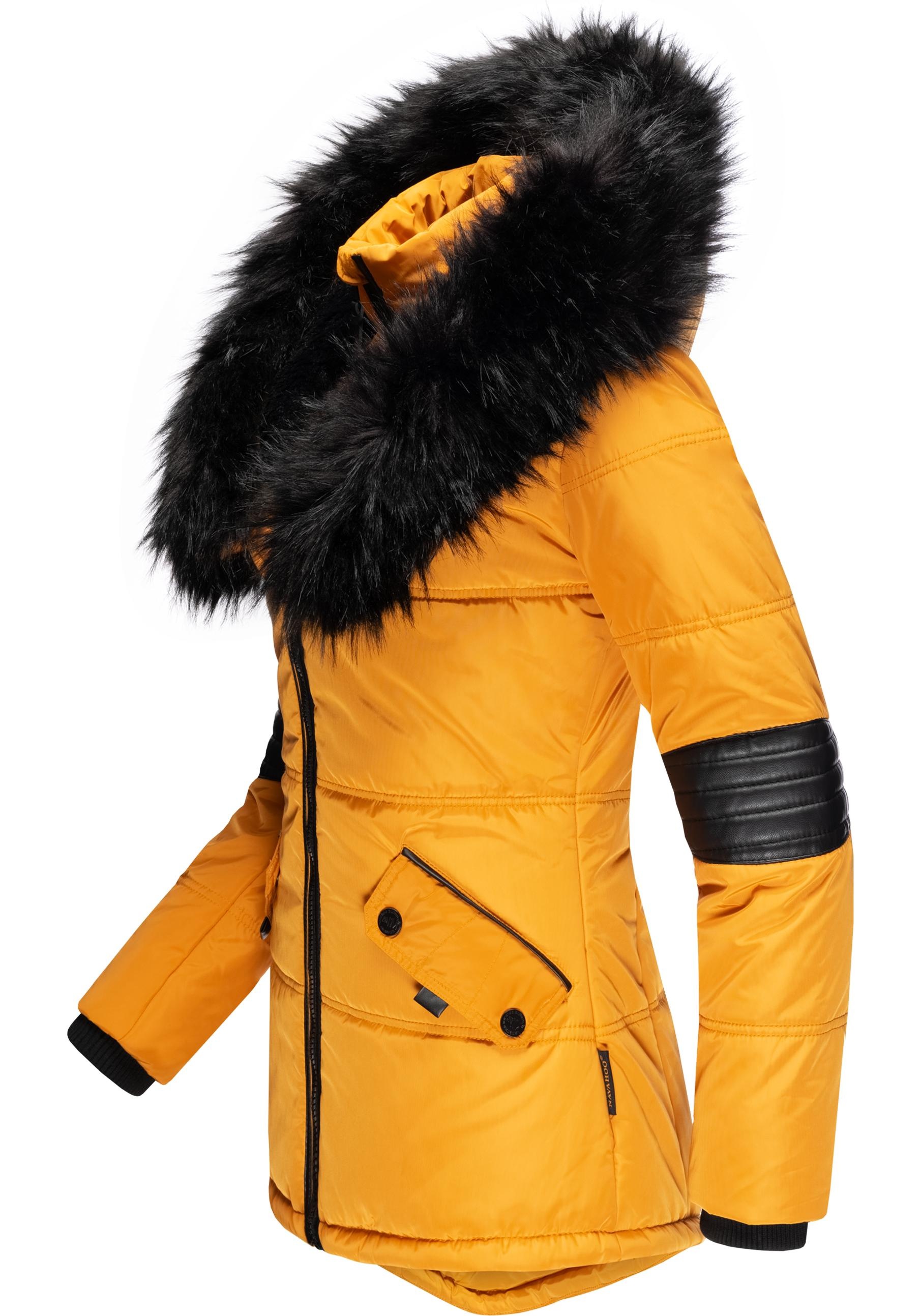 Navahoo Winterjacke "Nirvana" mitKapuze edle Steppjacke m. schwarzem Kunstp günstig online kaufen