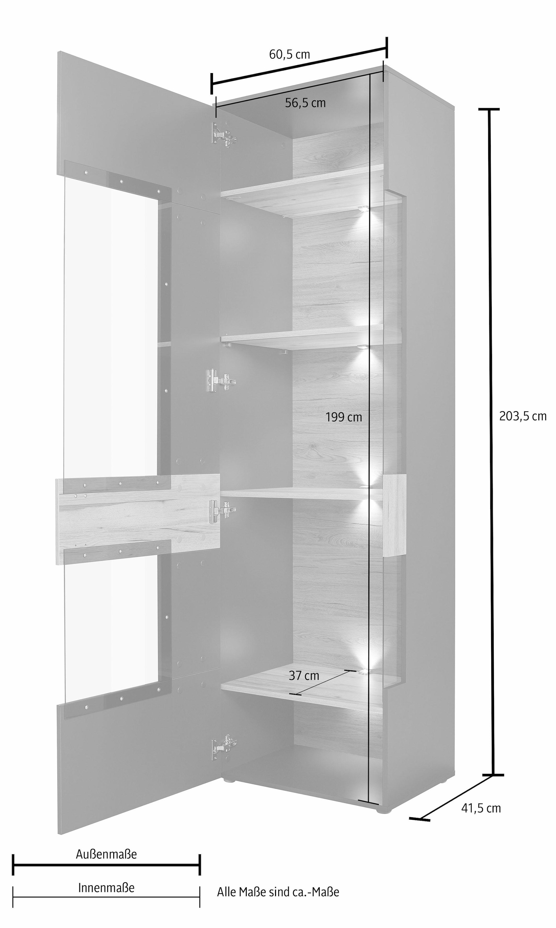 FORTE Vitrine »Como«, Vitrine, Glastüre, LED Beleuchtung, Soft Close Linksanschlag