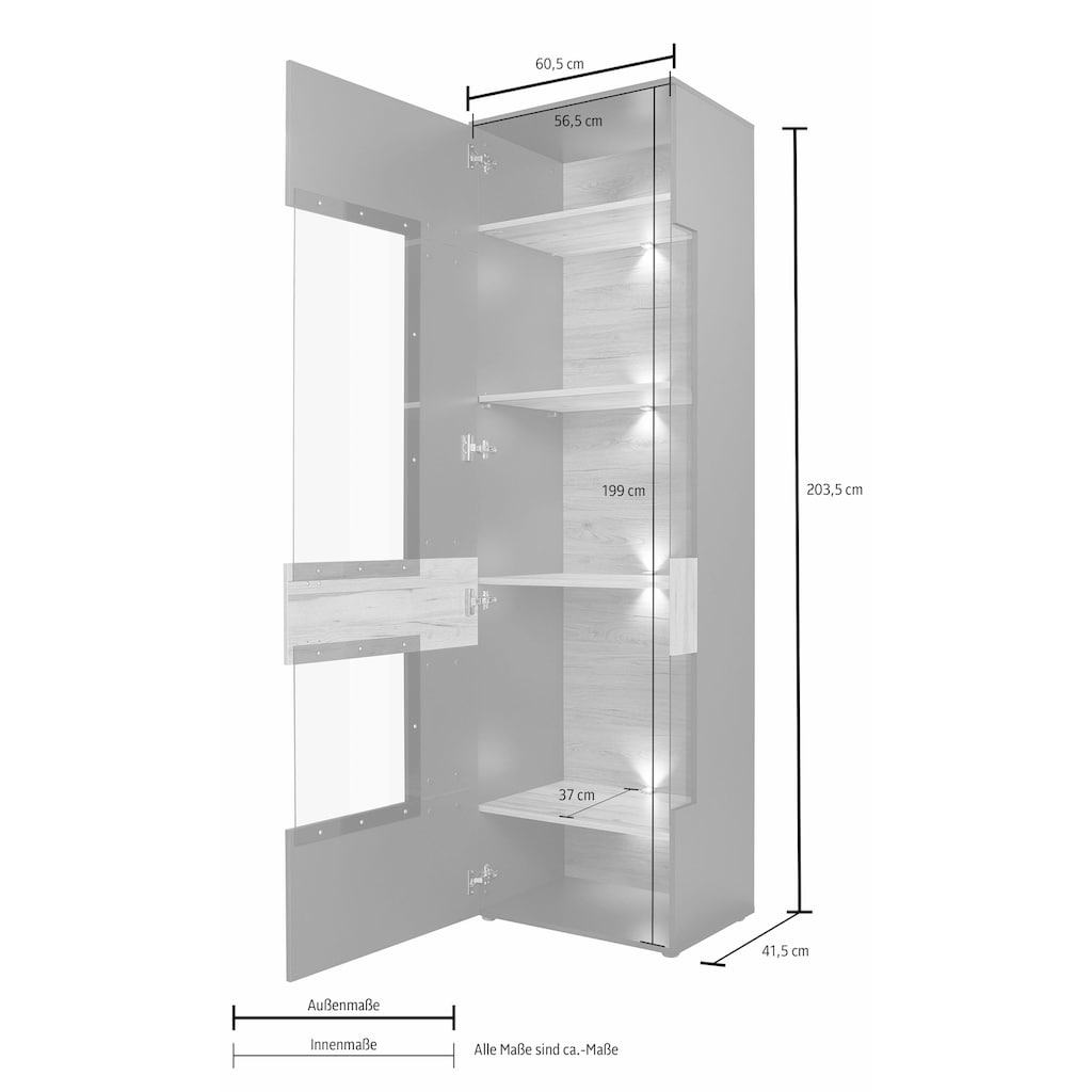 FORTE Vitrine, Höhe 203 cm, inkl. Beleuchtung