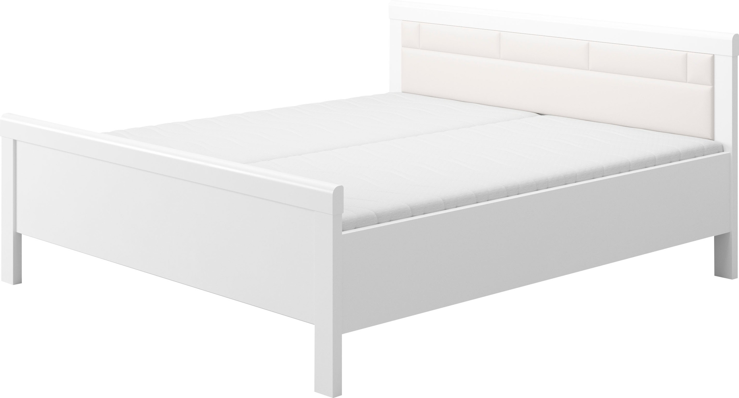 Einzelbett PRIESS "Arnsberg", weiß (lichtweiß, weiß), B:188cm L:208cm, Betten, Kinder-Einzelbett Jugendbett Bettgestell, Komforthöhe mit gepolstertem Kopfteil 3
