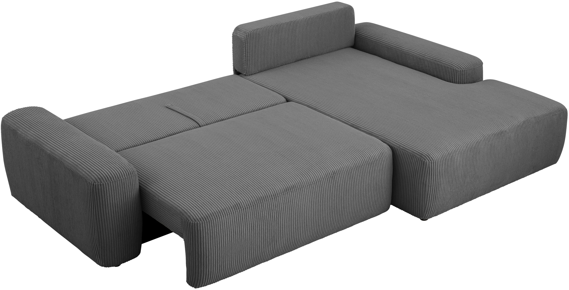 Home affaire Ecksofa »TORGE (264cm), Schlafsofa in Cord, Samtvelours o Struktur fein, L-Form« Schlaffunktion, Bettkasten, Liegefläche: 125/210 cm