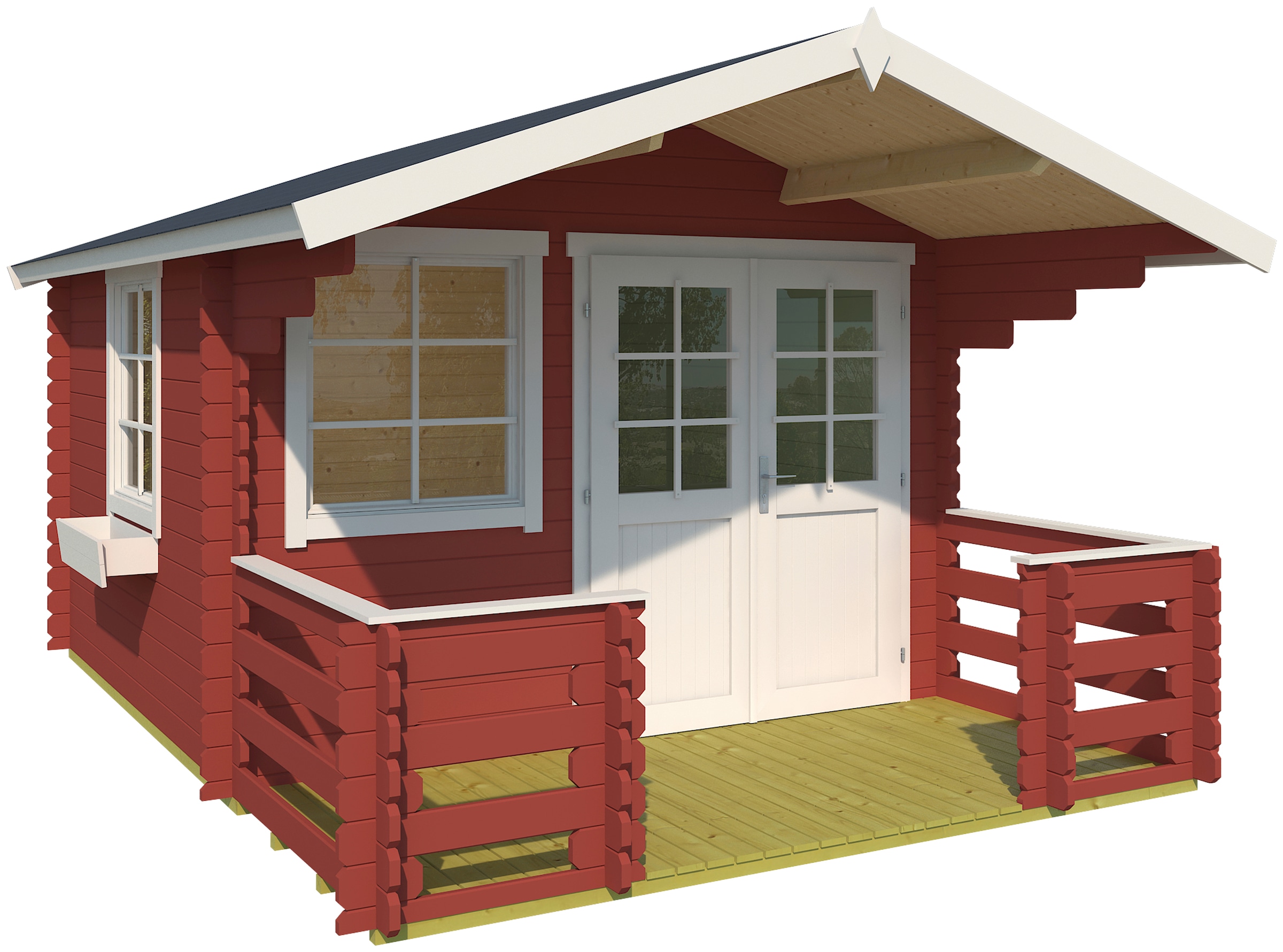 LASITA MAJA "Lola 2, Schwedenrot" mit Terrasse und Geländer