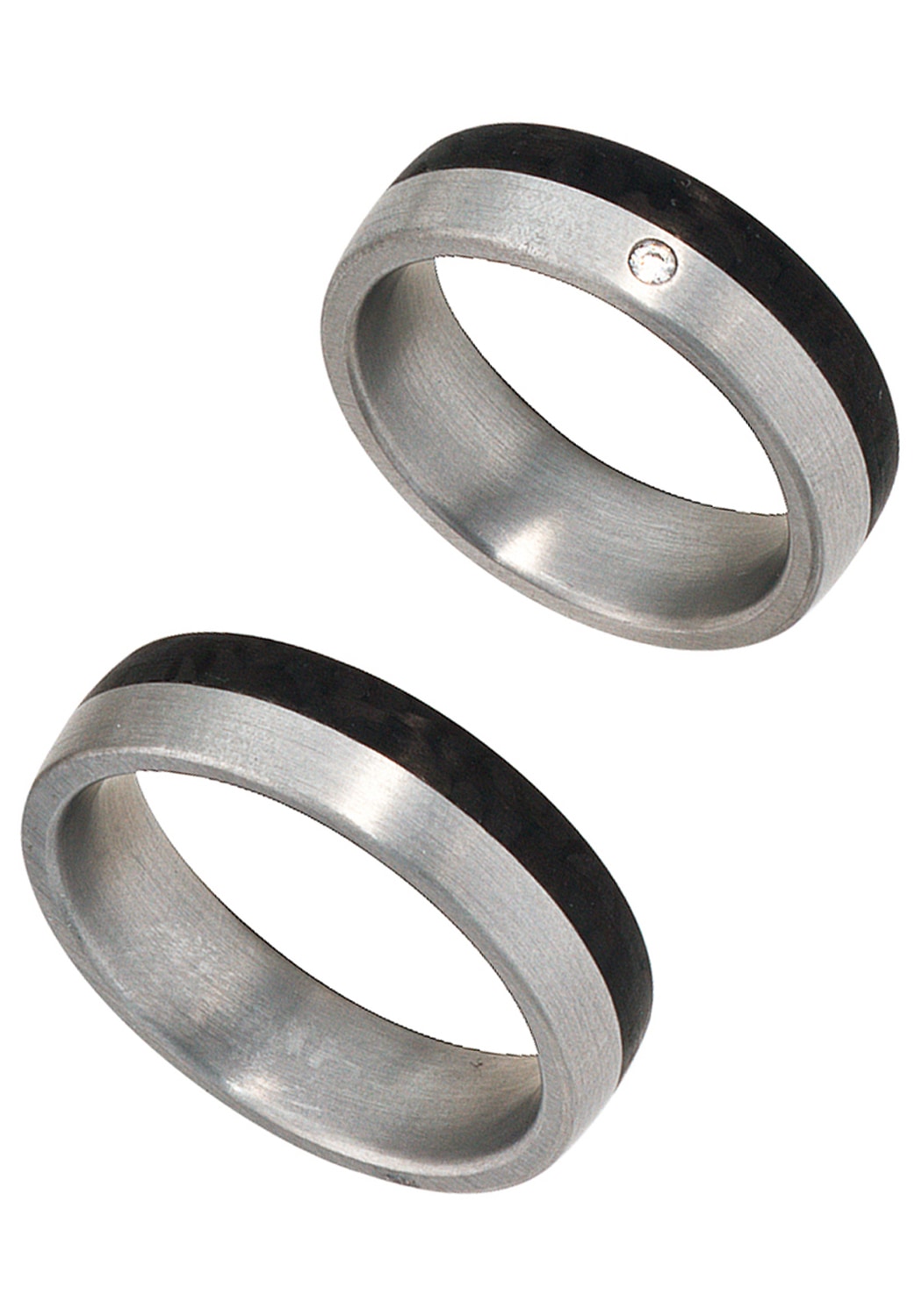 JOBO Partnerring »Herrenring« Edelstahl mit Carbon