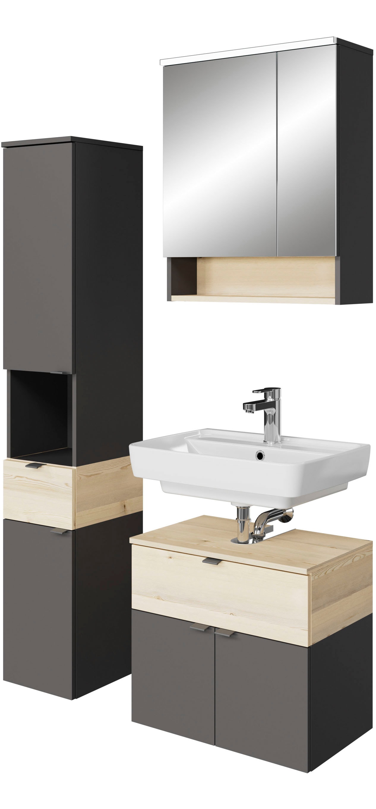 Saphir Badmöbel-Set "2-teilig mit Soft-Close Auszügen" Komplett-Set, 3 Stk. tlg.