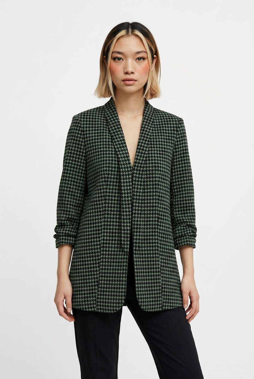 pieces Blusenblazer "PCBOSELLA 3/4 PRINTED BLAZER NOOS" mit 3/4 Ärmel