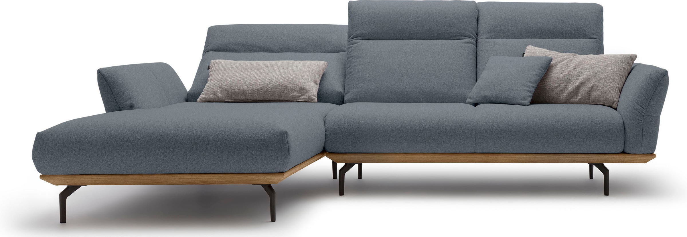 Creation BY ROLF BENZ Ecksofa »CR.460«, Sockel in Nussbaum, Winkelfüße in Umbragrau, Breite 298 cm