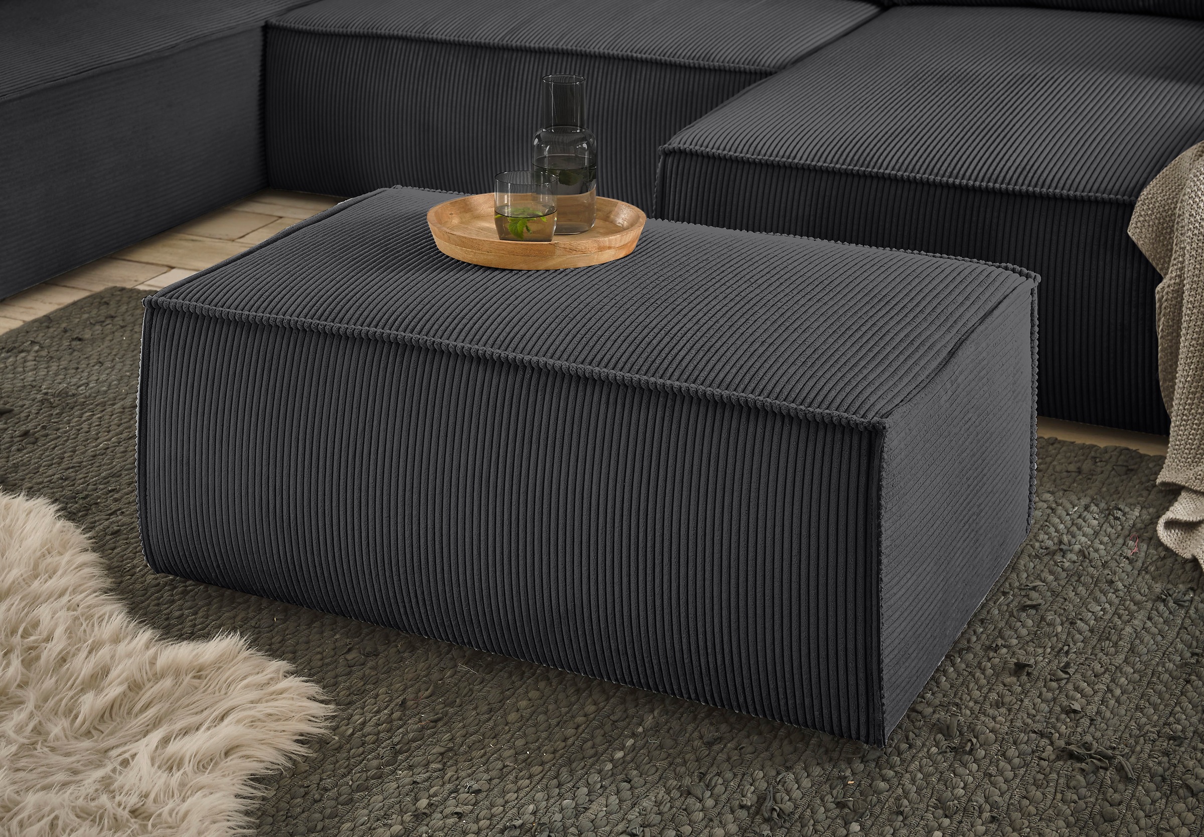 Home affaire Hocker "SHERWOOD, Polsterhocker in 3 Stoffarten verfügbar" pas günstig online kaufen