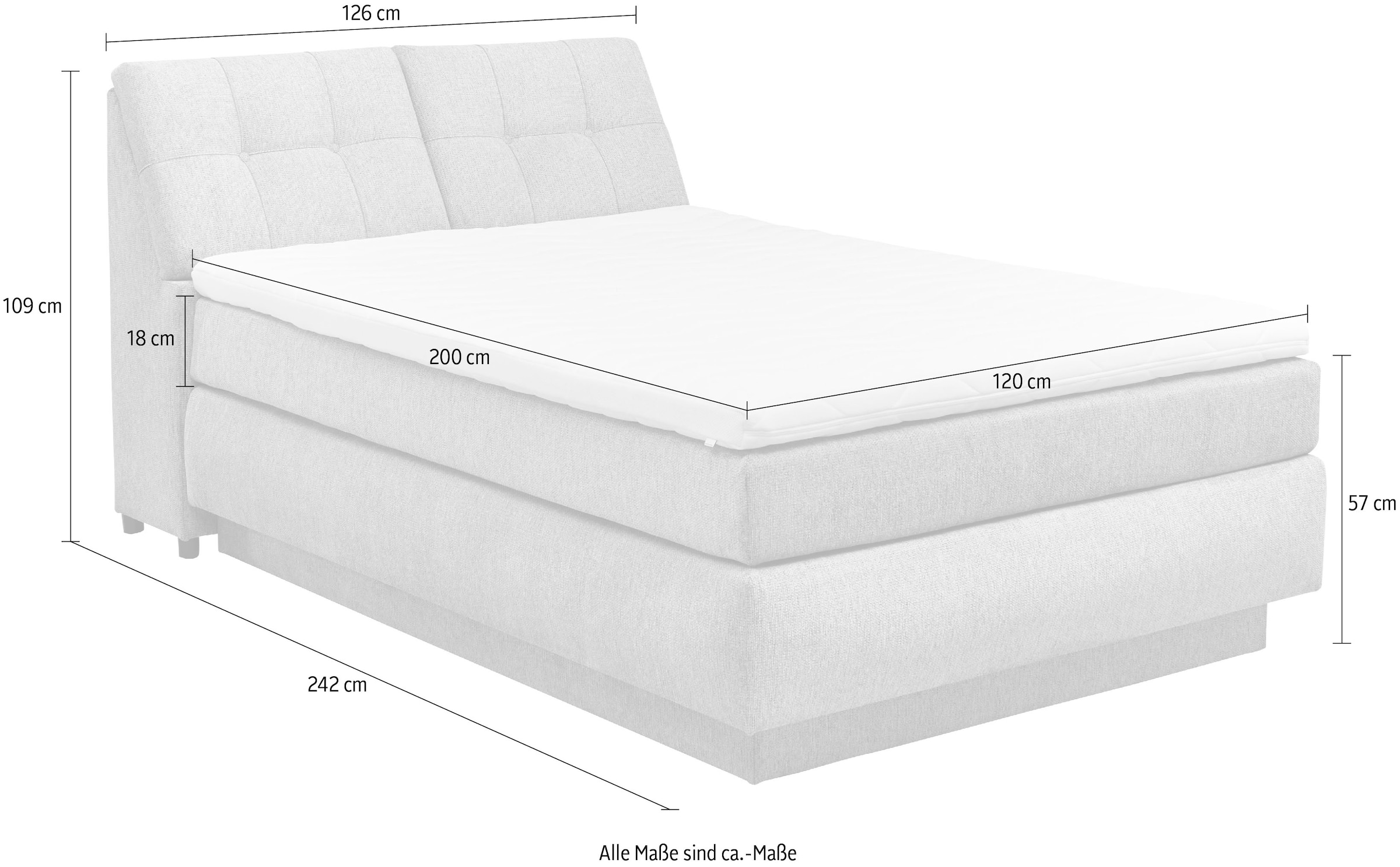 set one by Musterring Boxspringbett »Fairfield«, mit Bettkasten, Kopfteil in Kassettenoptik, Breite 120 oder 140 cm